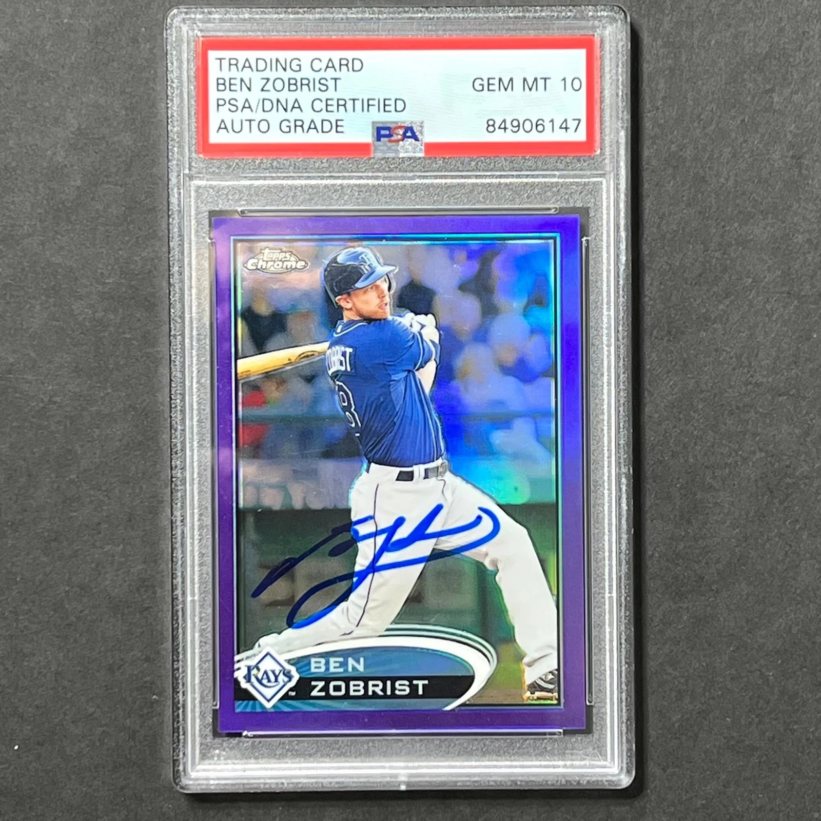 2012 Topps Chrome #31 Ben Zobrist Signed Card PSA Slabbed AUTO Grade 10 Rays
