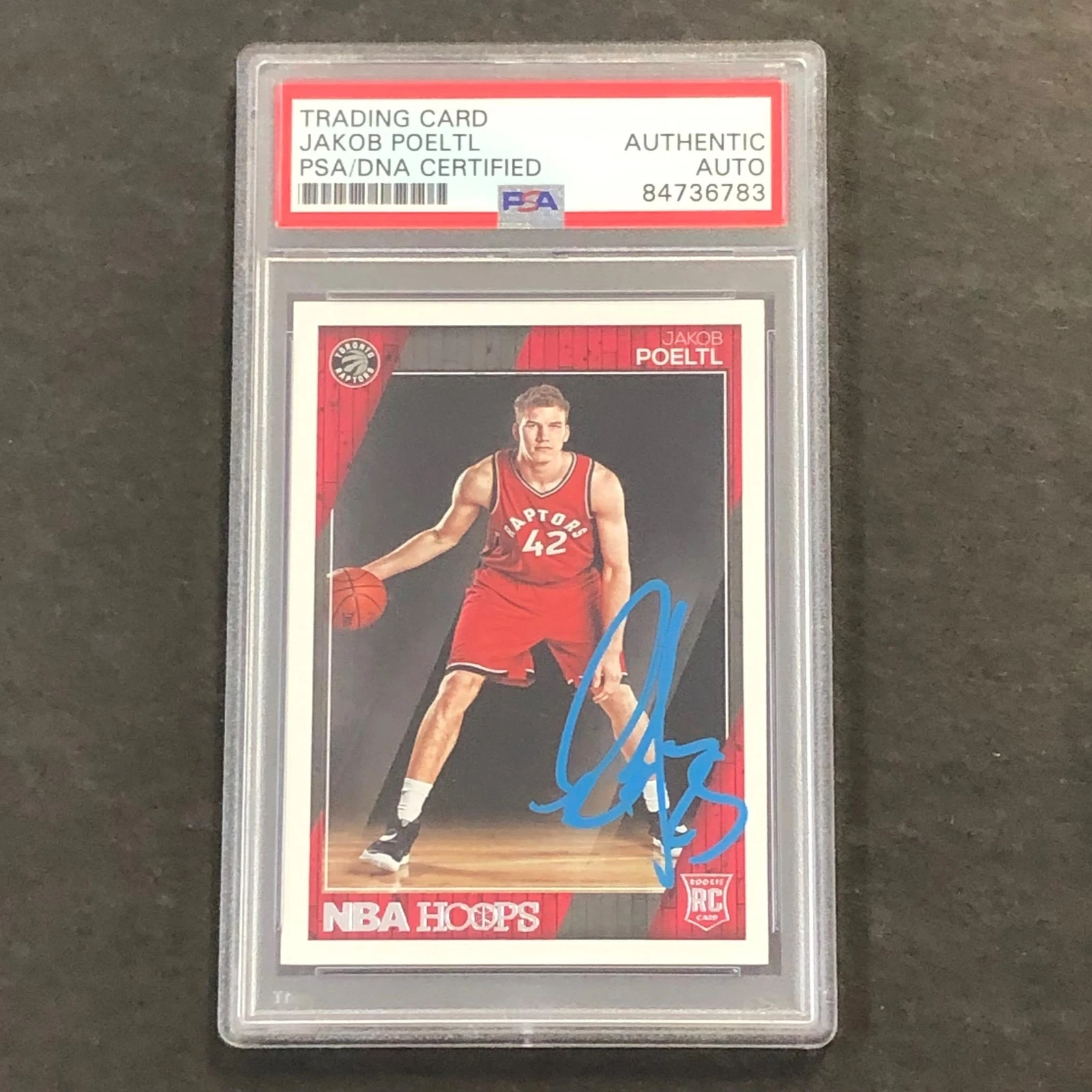 2016-17 NBA Hoops #269 Jakob Poeltl Signed Card AUTO PSA Slabbed RC Raptors
