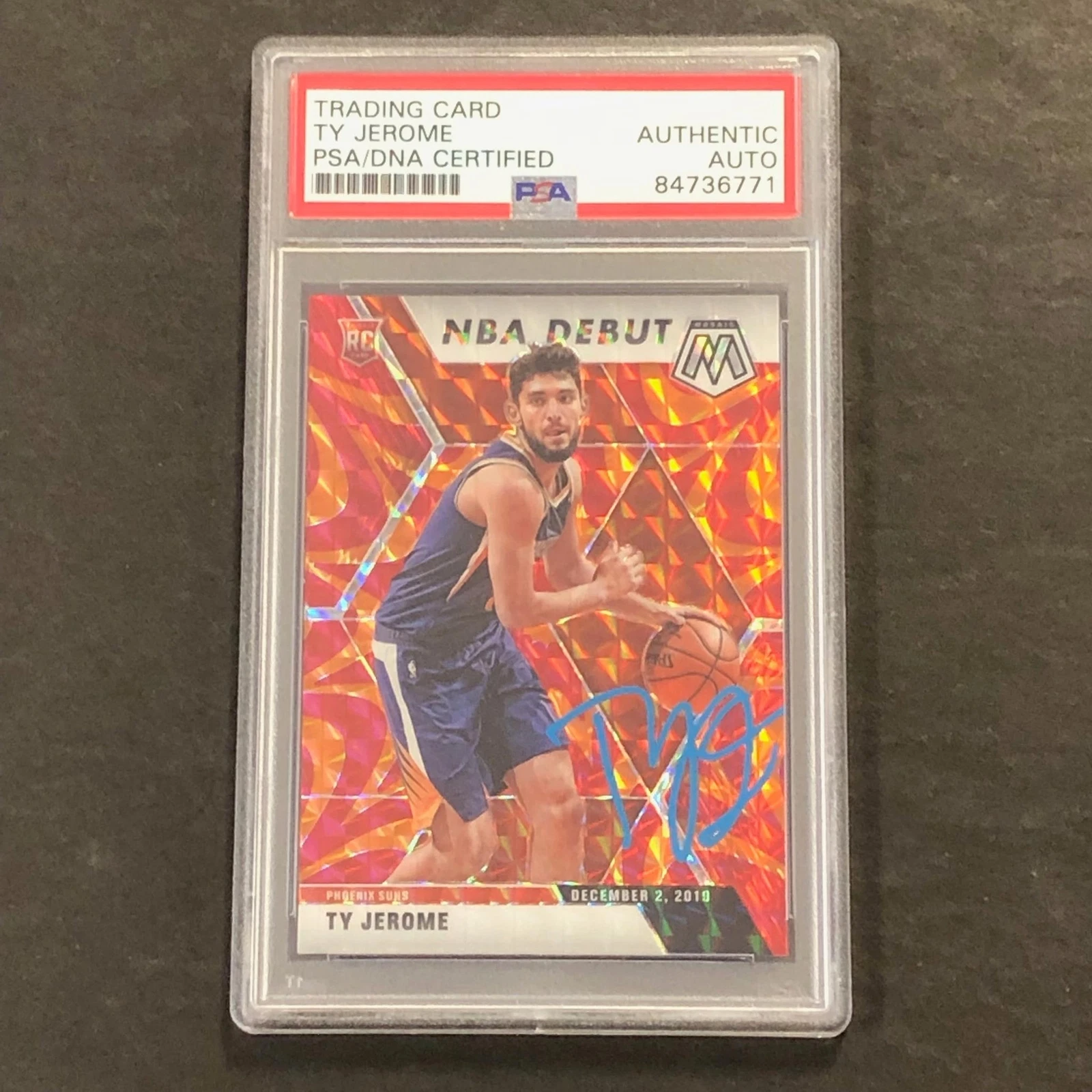2019-20 Panini Mosaic NBA Debut #273 Ty Jerome Signed Card AUTO PSA Slabbed Suns

