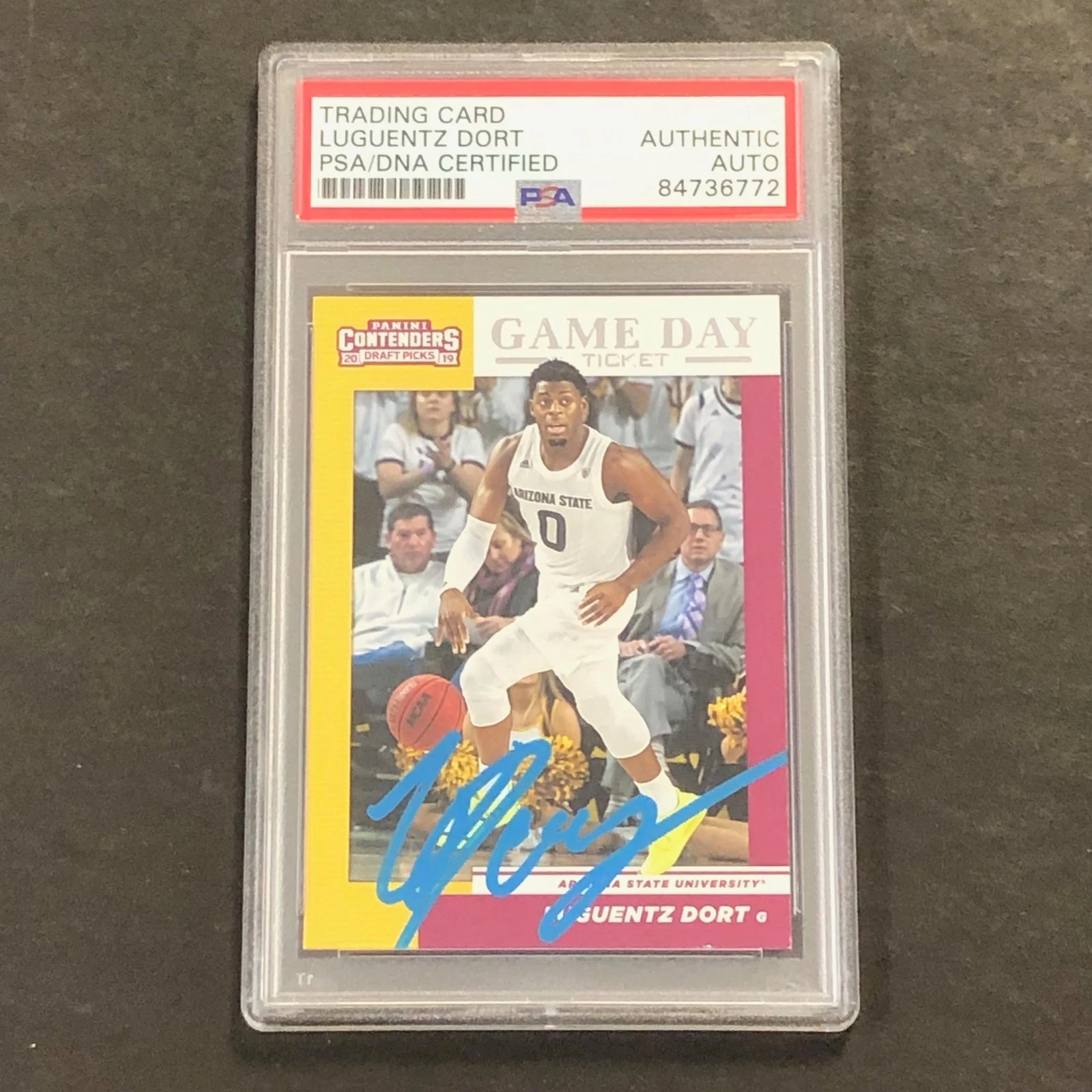 2019 Contenders Draft Picks #27 Luguentz Dort Signed Card AUTO PSA Slabbed Arizo

