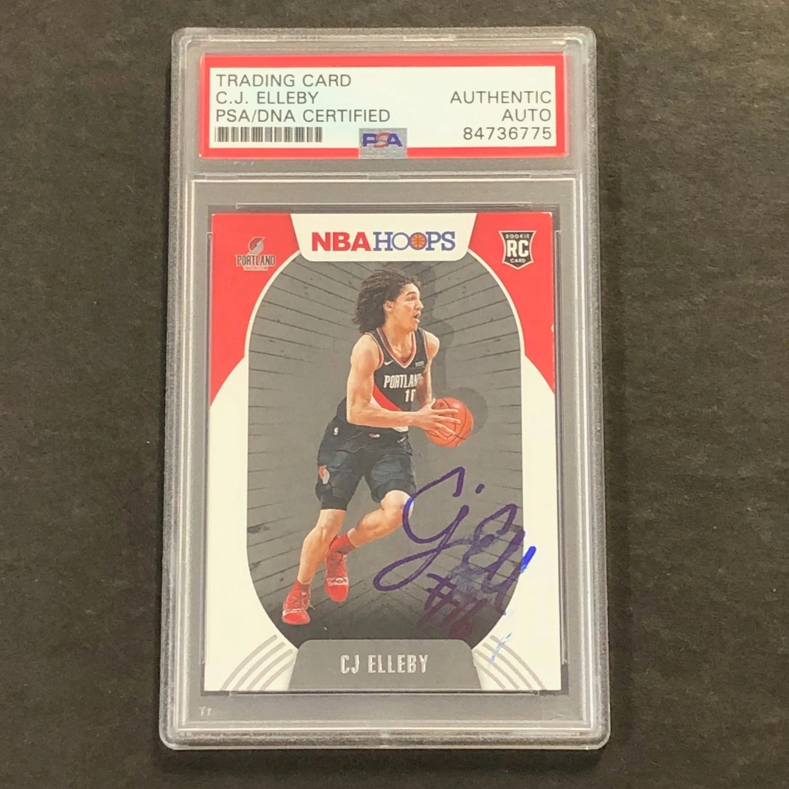 2020-21 NBA Hoops #250 CJ ELLEBY Signed Card AUTO PSA Slabbed RC Trail Blazers

