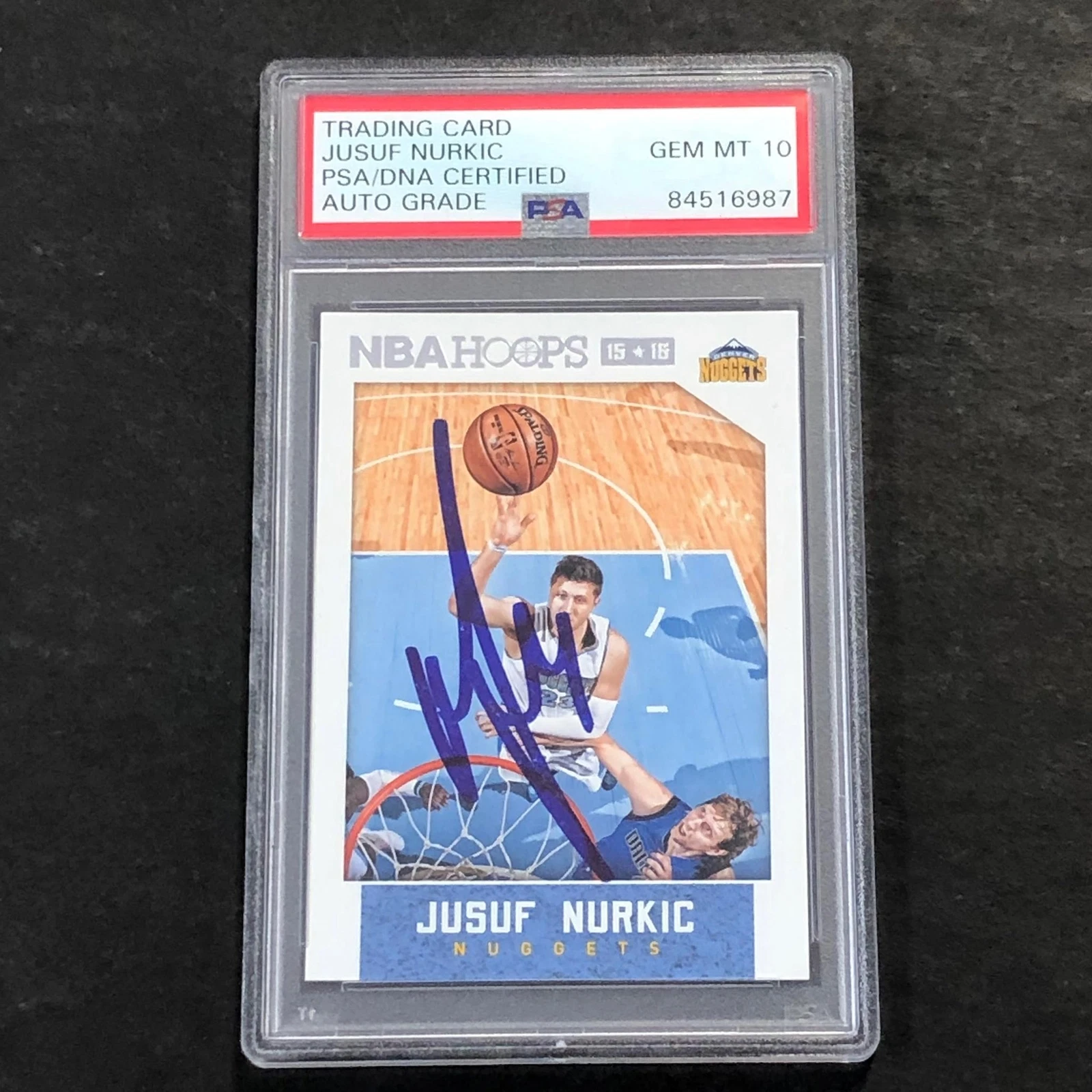 2015-16 NBA Hoops #32 Jusuf Nurkic Signed AUTO 10 PSA Slabbed Nuggets
