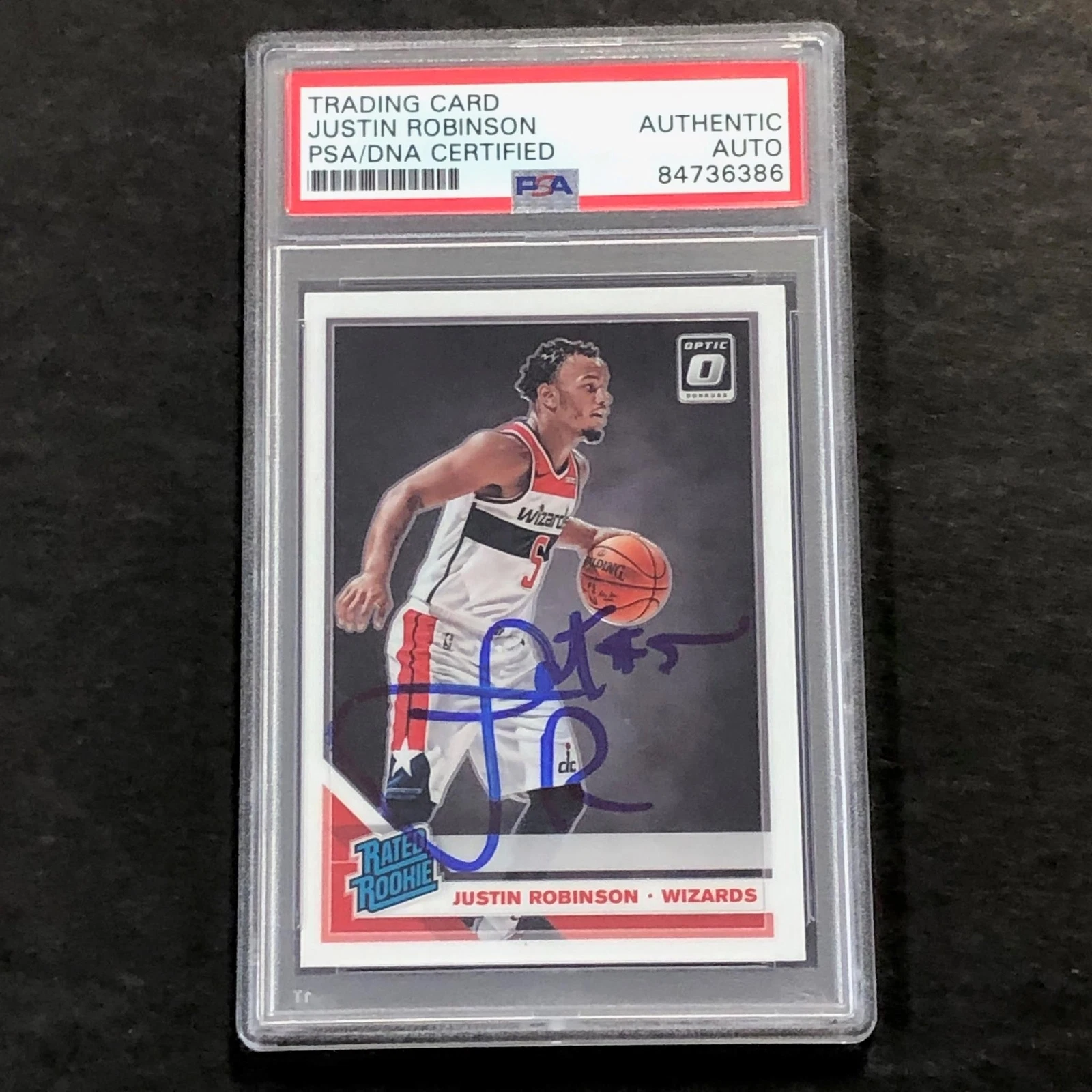 2019-20 OPTIC RATED ROOKIE #174 JUSTIN ROBINSON Signed Rookie Card AUTO PSA Slab
