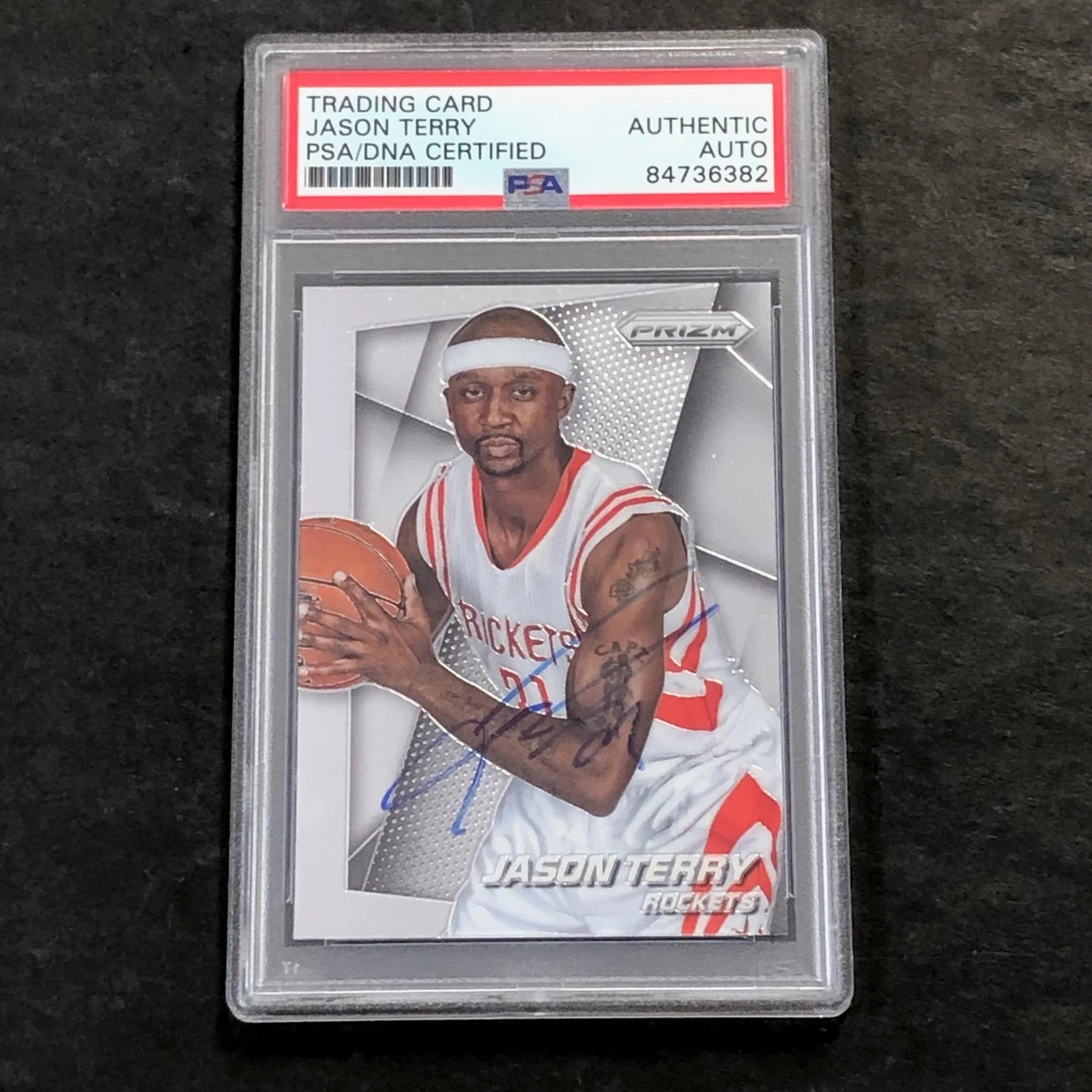 2014-15 Panini Prizm #45 Jason Terry Signed Card AUTO PSA Slabbed Rockets
