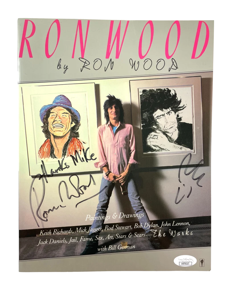 Ronnie Ron Wood Signed Autograph Paintings Drawings Book Original Art Sketch JSA
