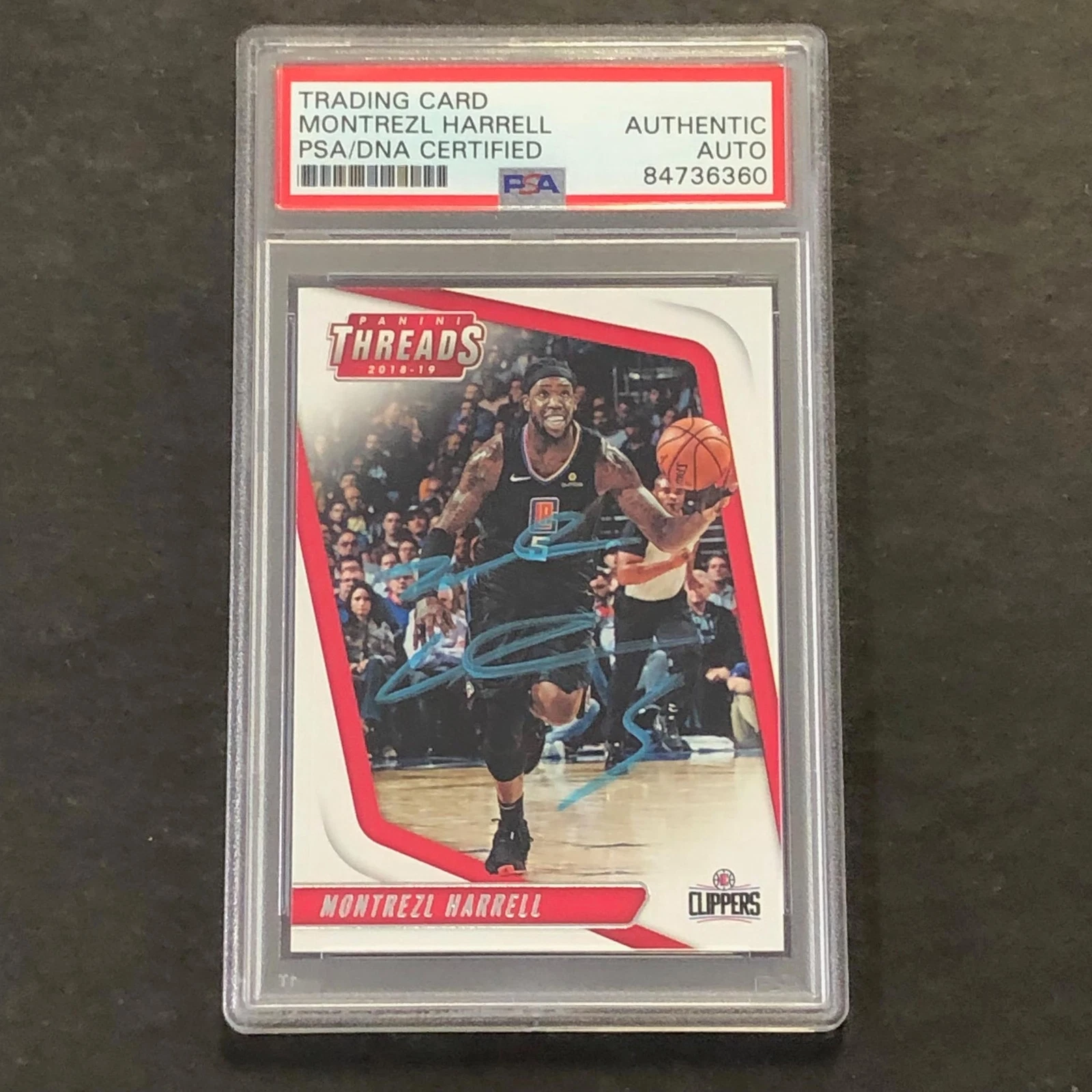 2018-19 Panini NBA Threads #20 Montrezl Harrell Signed Card PSA Slabbed Clippers
