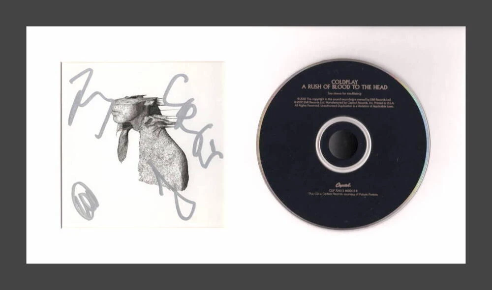 Coldplay Band Signed Autograph A Rush of Blood to the Head Framed CD Display JSA
