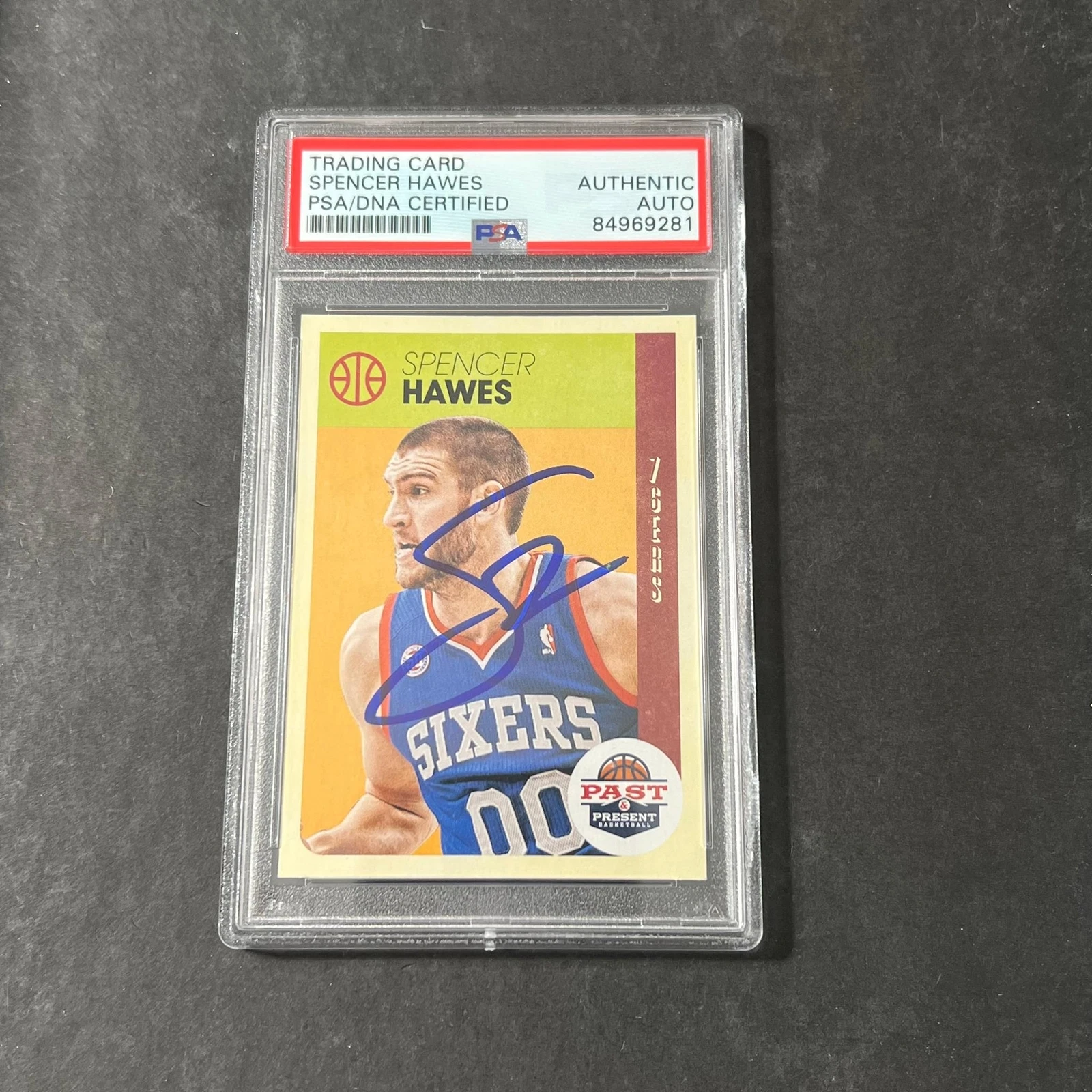 2012 Past Present #13 Spencer Hawes Signed Card AUTO PSA/DNA Slabbed 76ers
