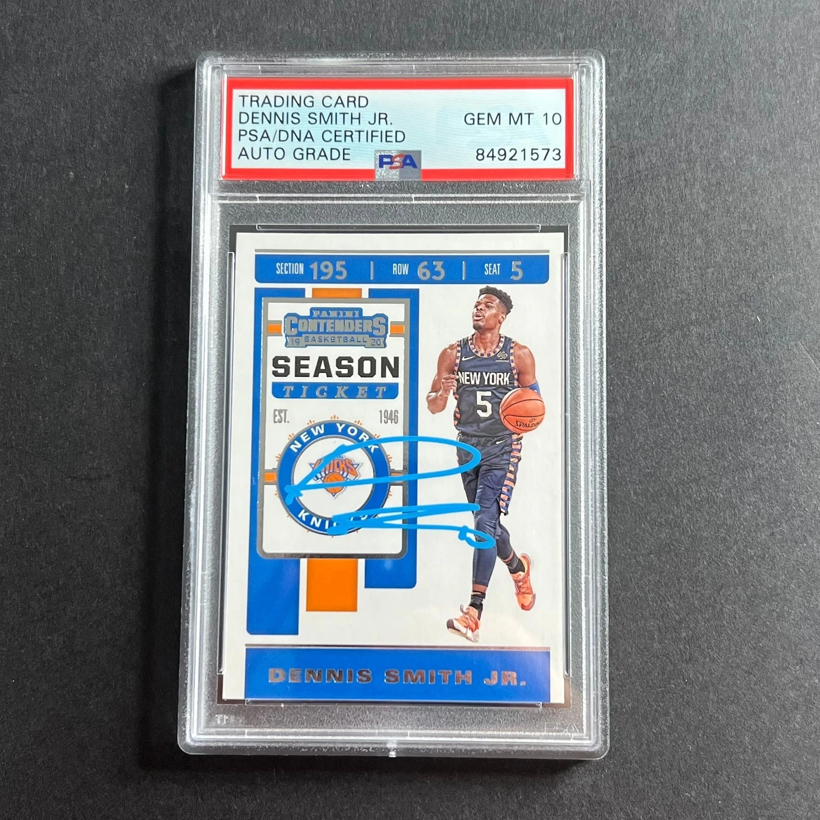 2019-20 Panini Contenders #27 Dennis Smith Jr. Signed Card AUTO PSA Slabbed Knic
