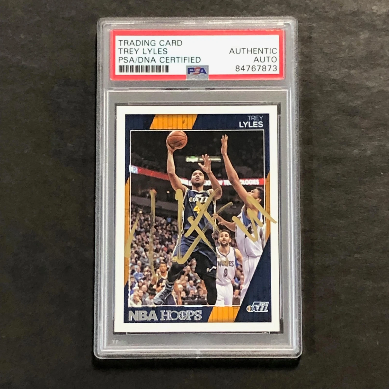 2016-17 NBA Hoops #160 Trey Lyles Signed AUTO PSA Slabbed Jazz
