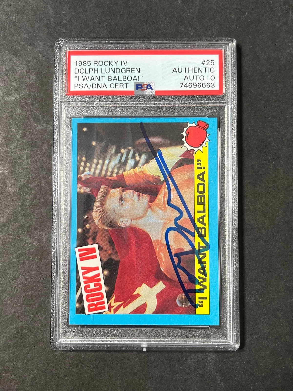 1985 Topps Rocky IV #25 Signed Card Dolph Lundgren PSA/DNA Auto 10 Ivan Drago 