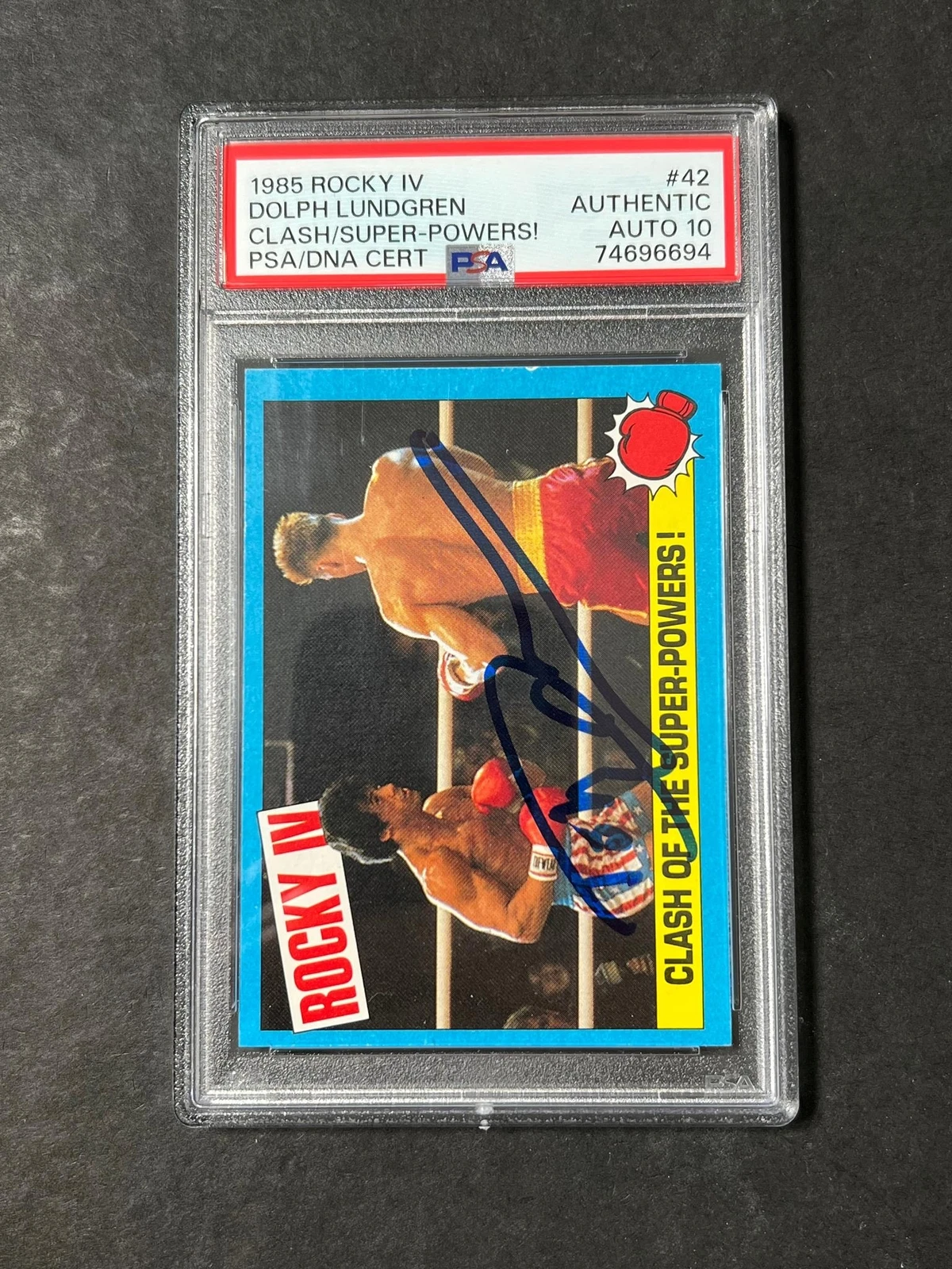 1985 Topps Rocky IV #42 Signed Card Dolph Lundgren PSA/DNA Auto 10 Ivan Drago 