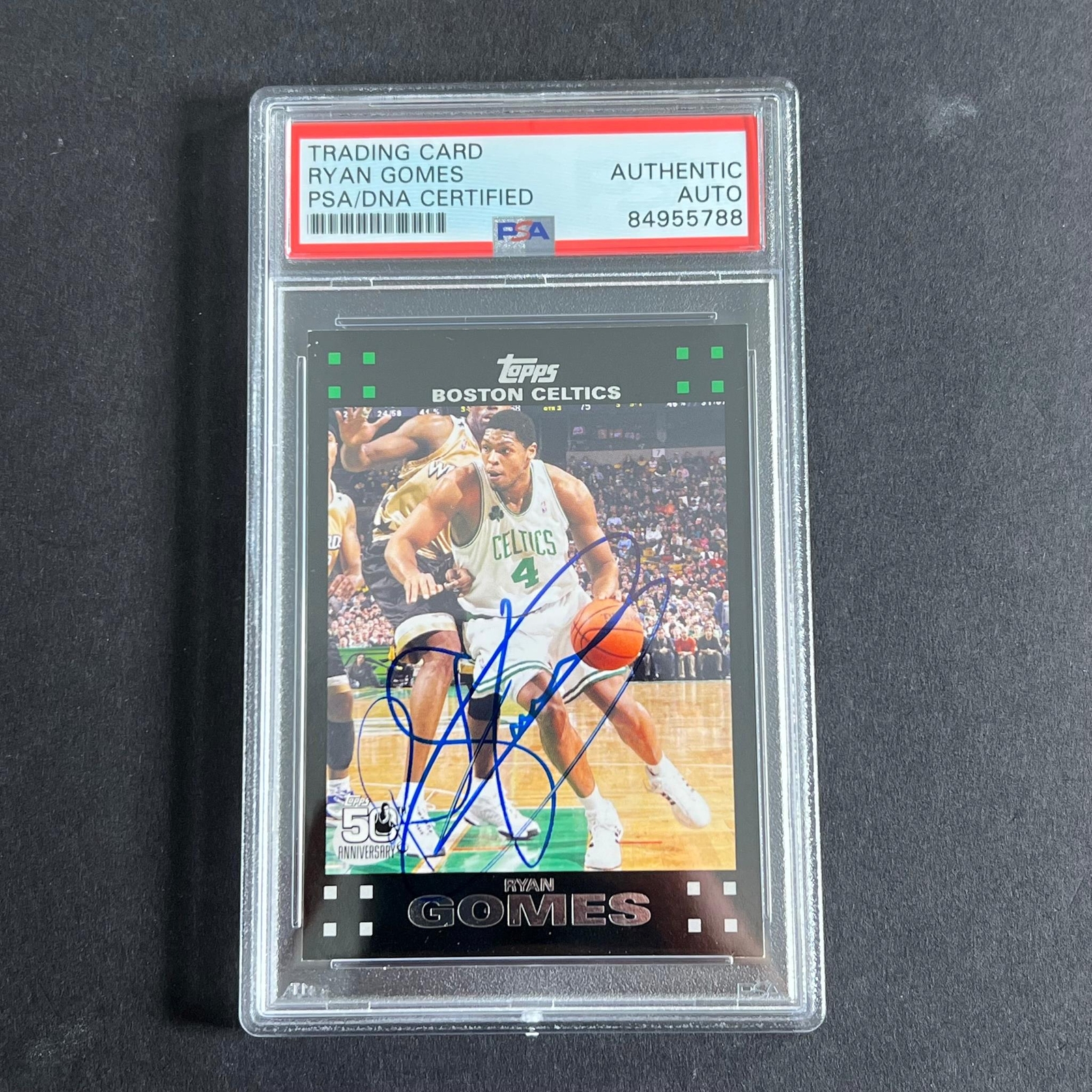 2007-08 Topps #87 Ryan Gomes Signed Card AUTO PSA Slabbed Celtics
