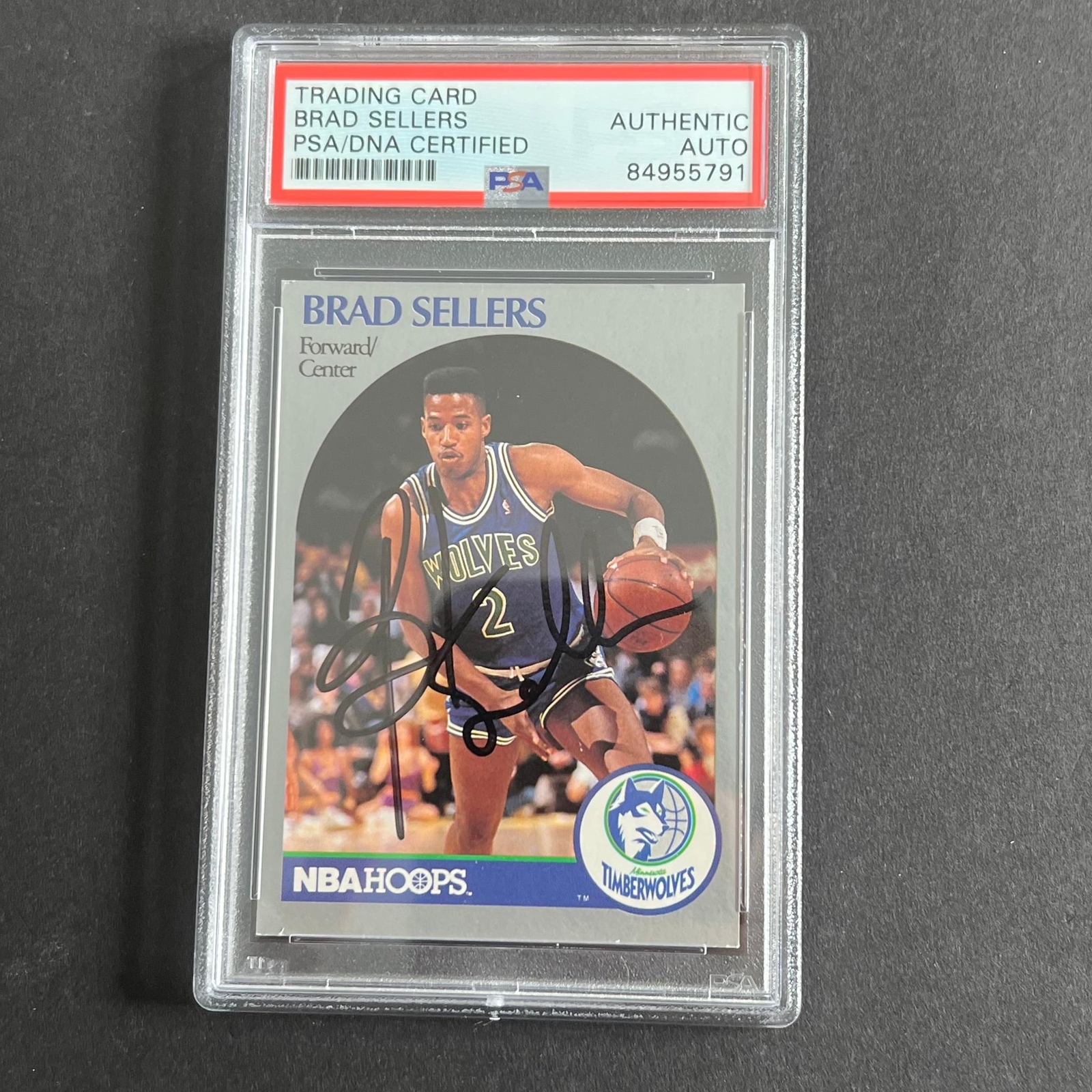 1990 NBA Hoops #192 Brad Sellers Signed Card AUTO PSA Slabbed Timberwolves
