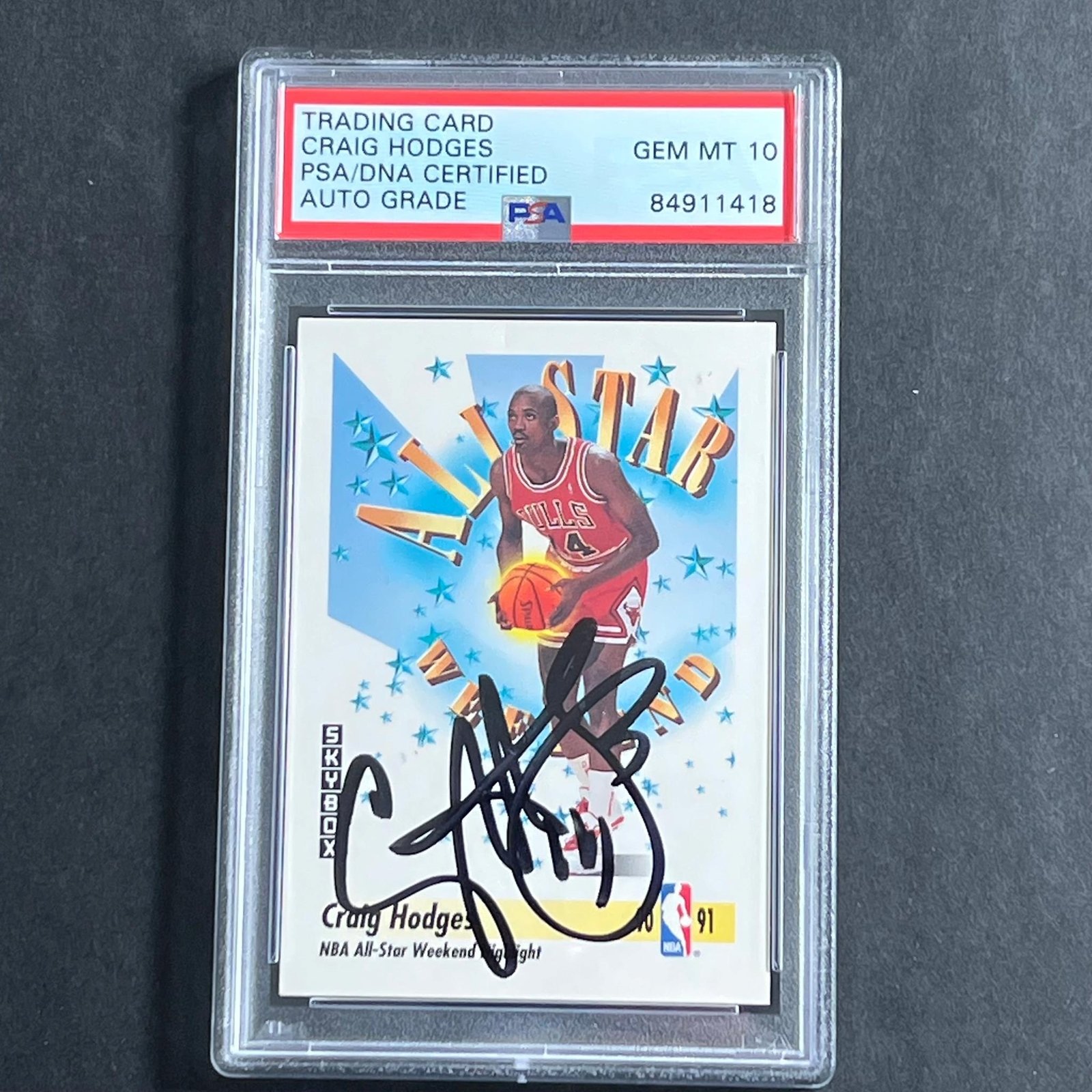 1991-92 Skybox #314 Craig Hodges Signed Card AUTO GRADE 10 PSA Slabbed Bulls
