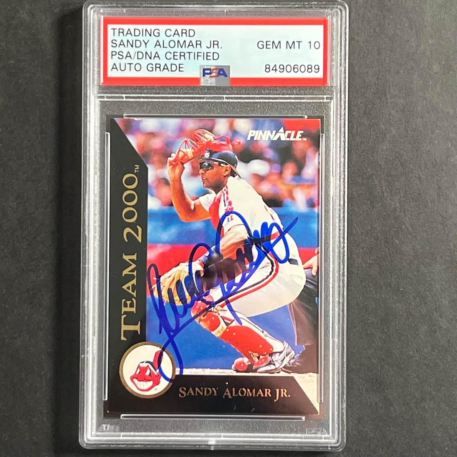 2000 Pinnacle Baseball #17 Sandy Alomar Jr. Signed Card PSA Slabbed Auto Grade 1
