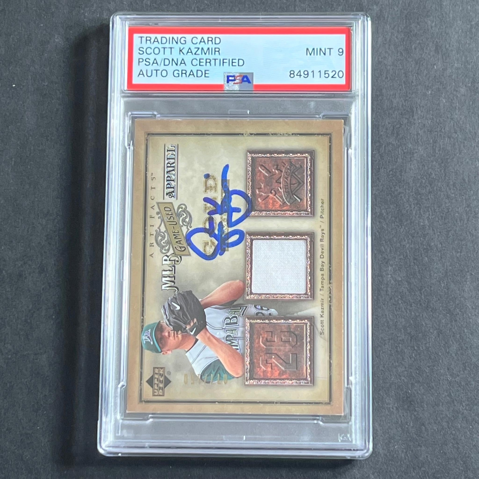 2006 Upper Deck MLB Apparel #MLB-SK Scott Kazmir Signed Card PSA Slabbed Auto 9
