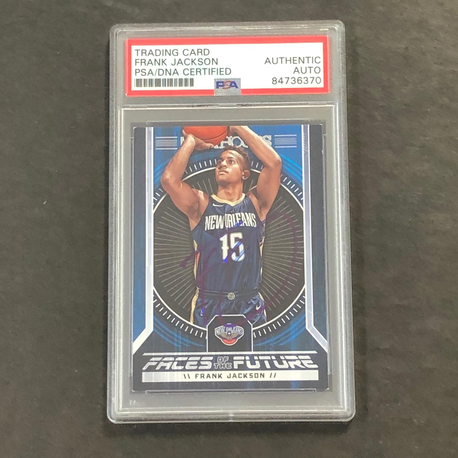 2017-18 NBA Hoops #14 Frank Jackson Signed Card AUTO PSA Slabbed RC Pelicans
