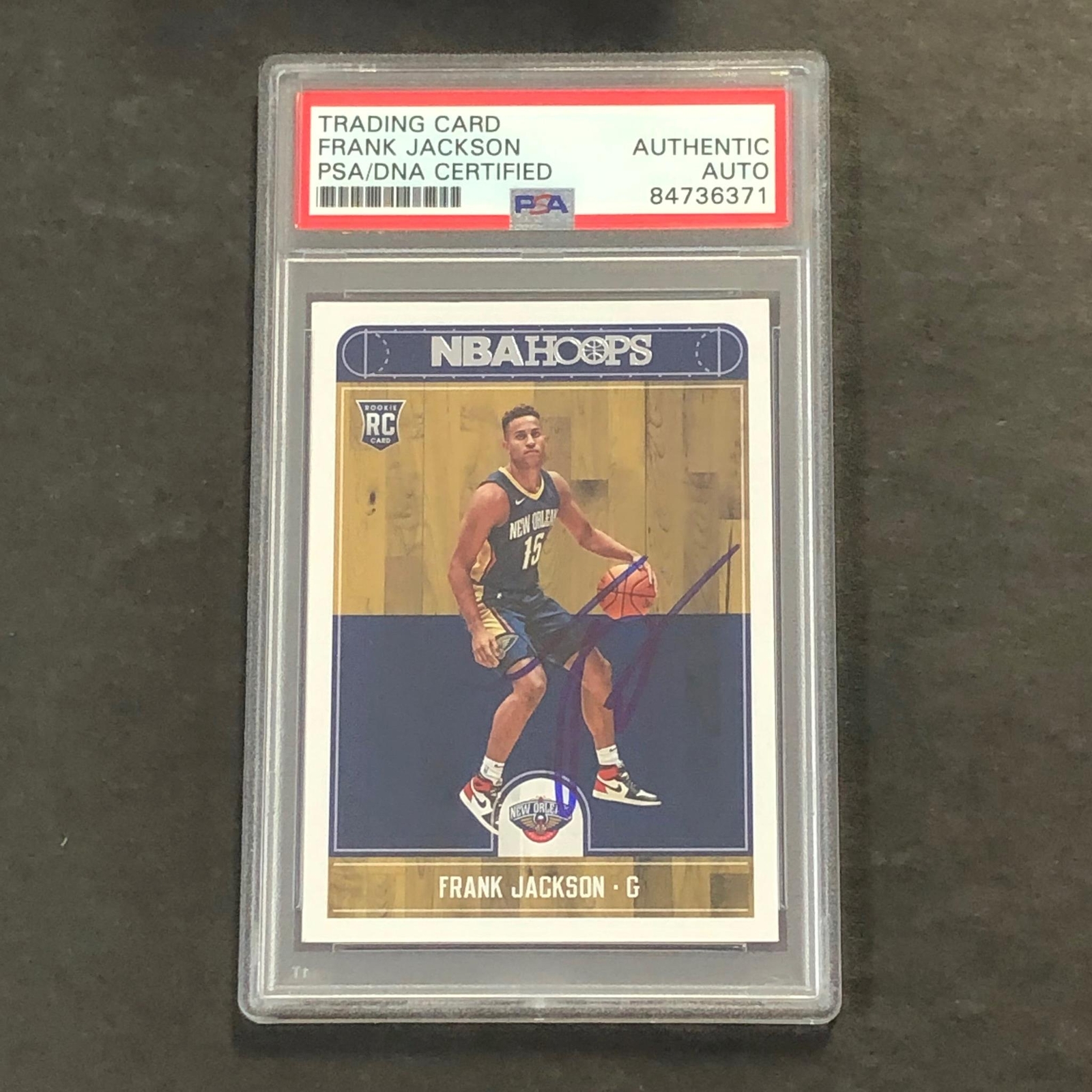 2017-18 NBA Hoops #281 Frank Jackson Signed Card AUTO PSA Slabbed RC Pelicans
