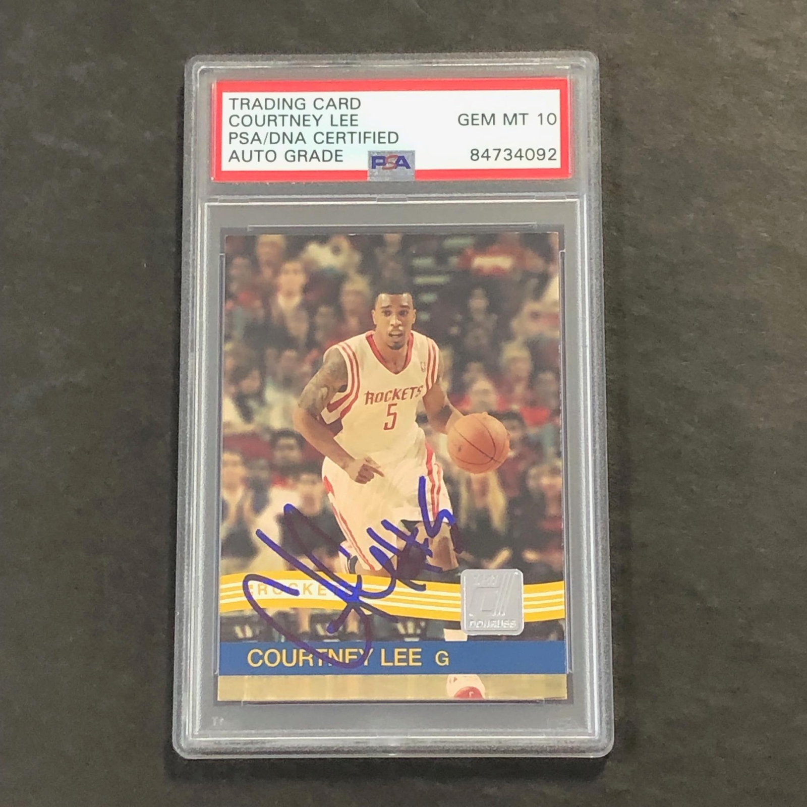 2010-11 Panini Donruss #85 Courtney Lee Signed Card AUTO 10 PSA Slabbed Rockets
