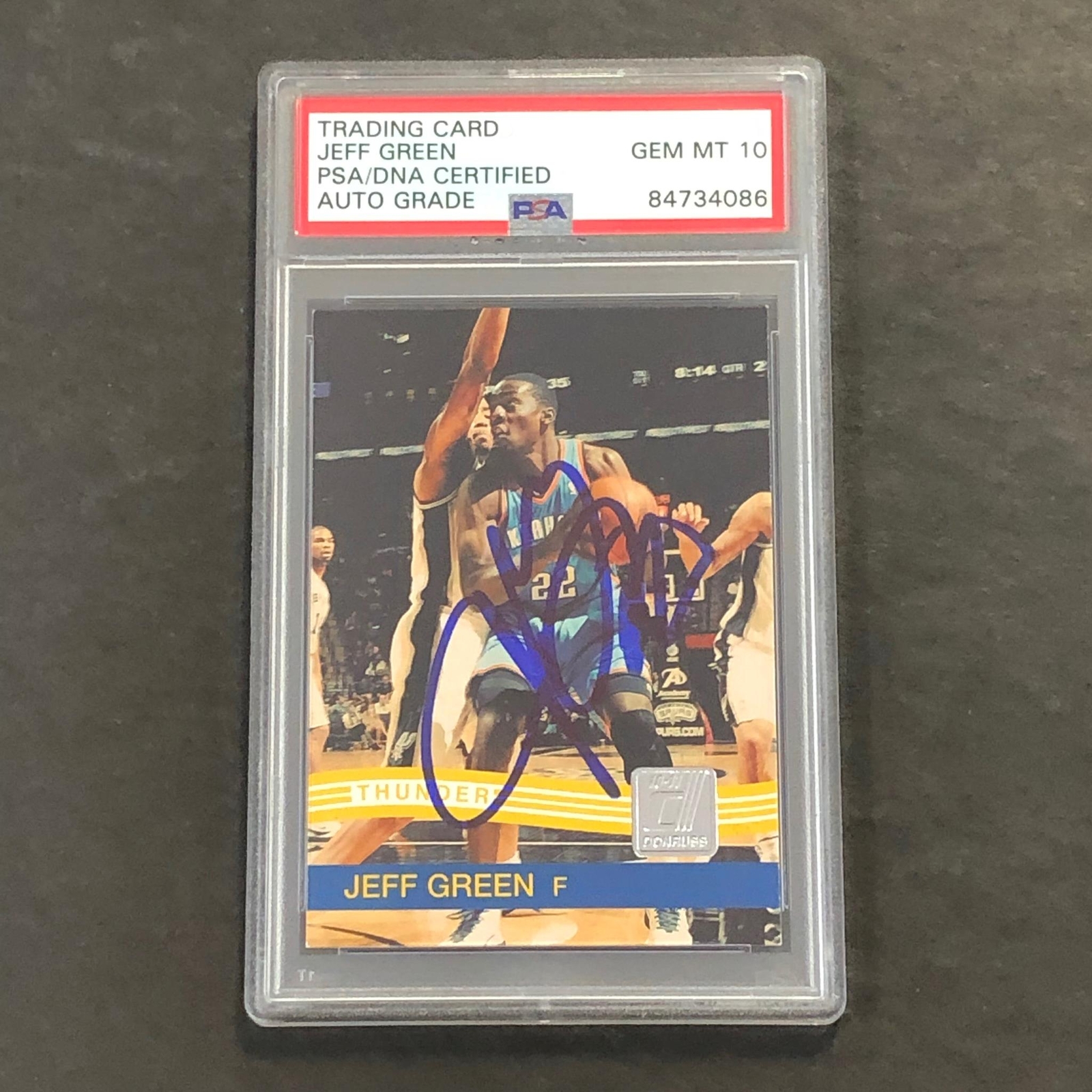 2010-11 Donruss #135 Jeff Green Signed Card AUTO 10 PSA/DNA Slabbed Thunder
