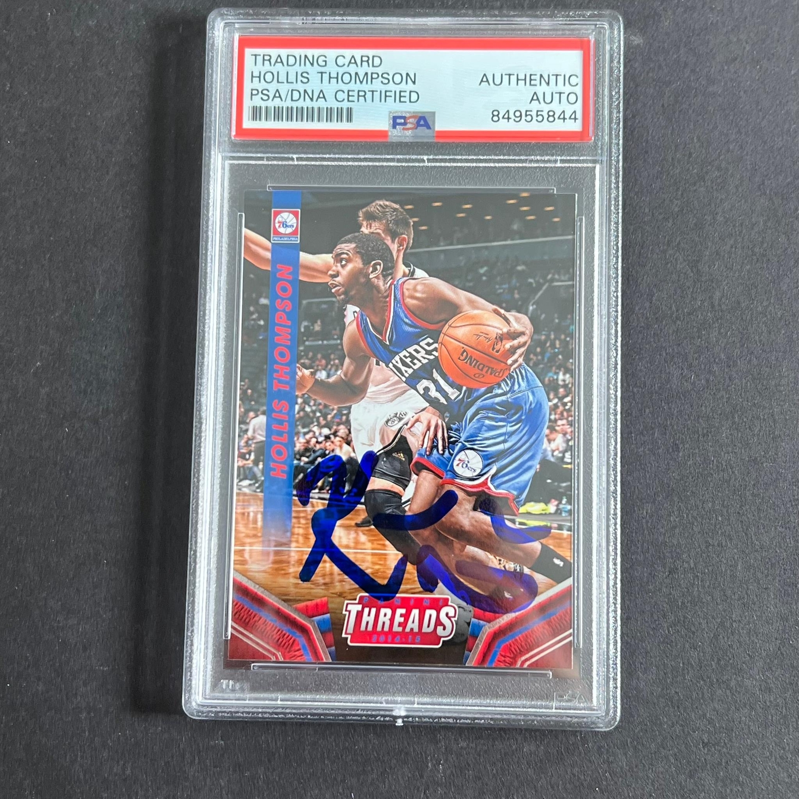 2014-15 Panini Threads #73 Hollis Thompson Signed Card AUTO PSA Slabbed 76ers
