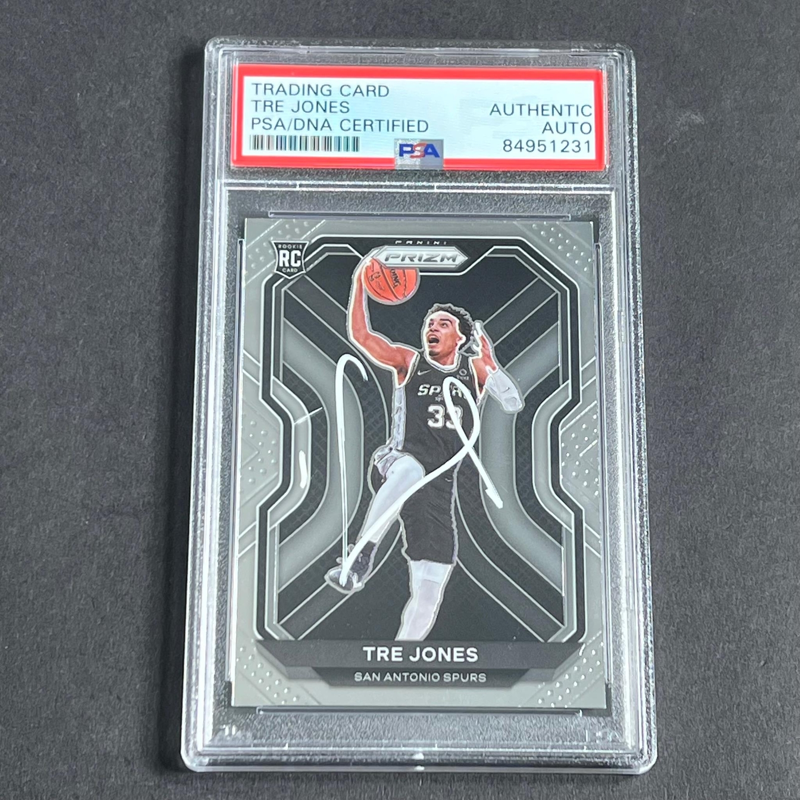 2020-21 Panini Prizm #291 Tre Jones Signed Card AUTO PSA/DNA Slabbed RC Spurs
