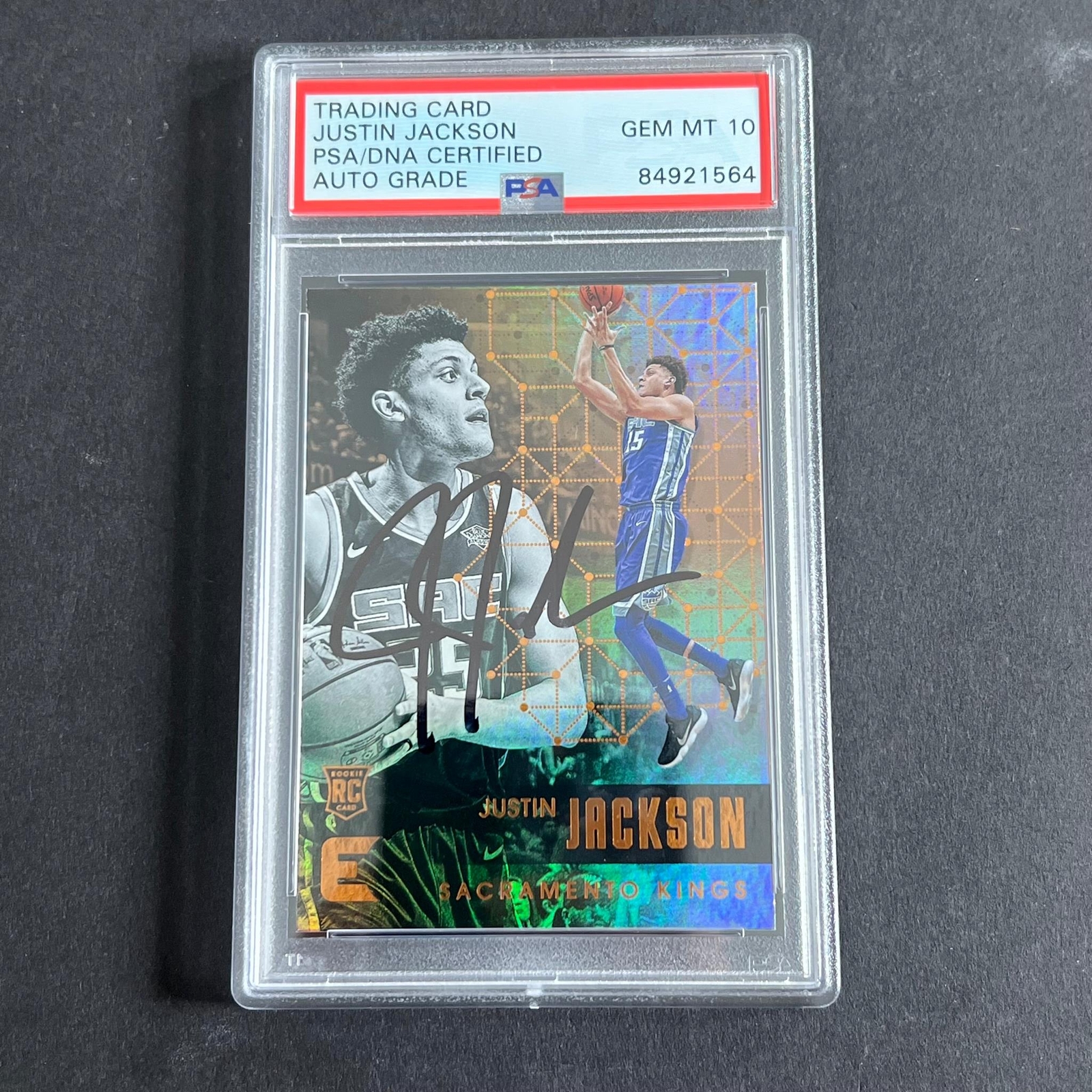 2017-18 Panini Essential #121 JUSTIN JACKSON Signed Card AUTO 10 PSA RC Slabbed
