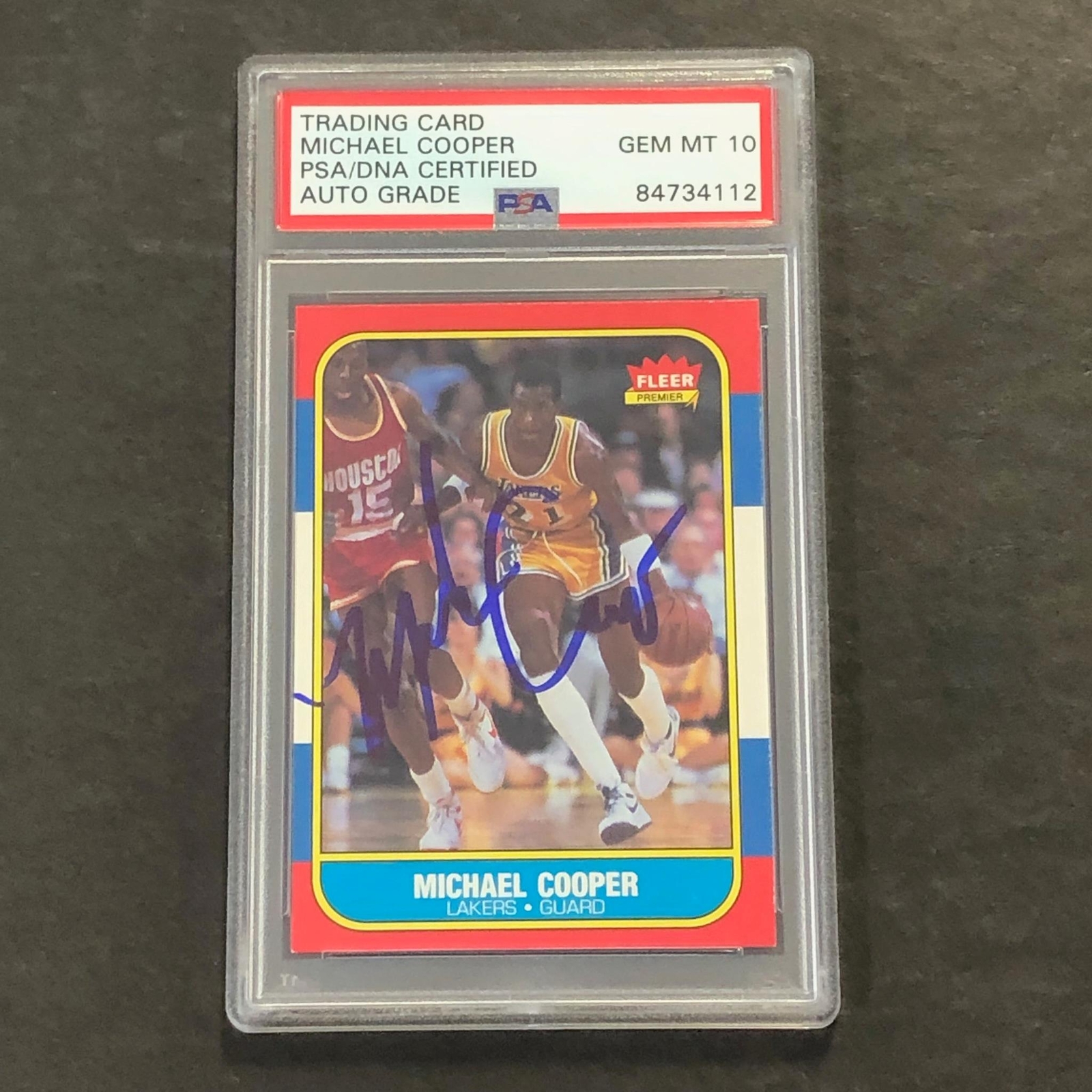 1986 Fleer #17 Michael Cooper Signed Card AUTO GRADE 10 PSA Slabbed Lakers

