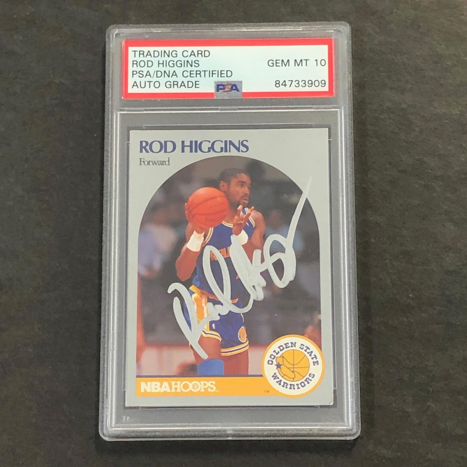 1990 NBA Hoops #114 Rod Higgins Signed Card AUTO GRADE 10 PSA Slabbed Warriors
