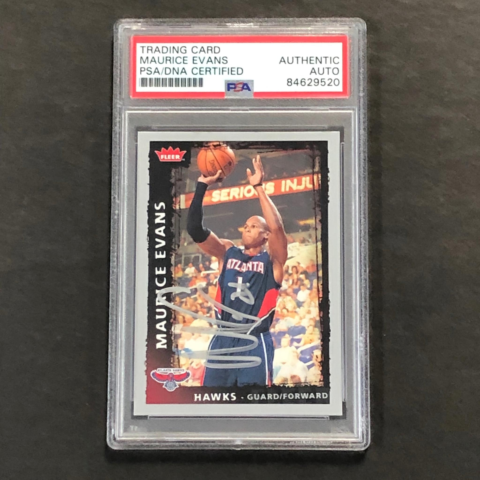 2008-09 NBA Fleer #16 Maurice Evans signed Card Auto PSA Slabbed Hawks
