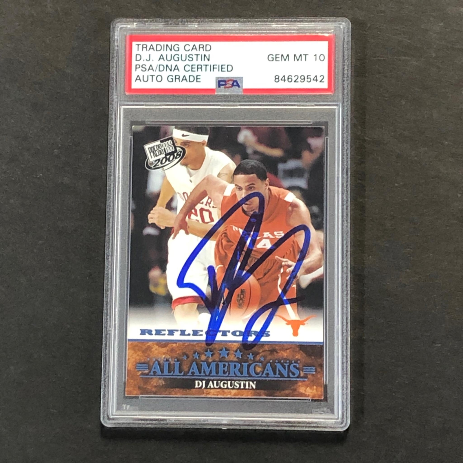 2006 PressPass All Americans #49 D.J. Augustin Signed Card AUTO 10 PSA Slabbed L
