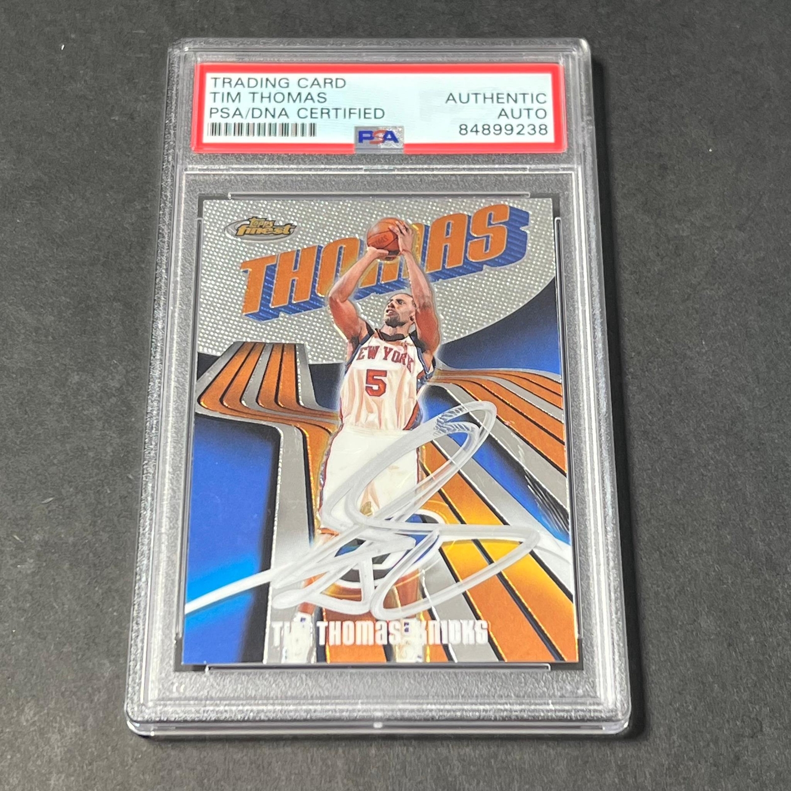 2003-04 Topps Finest #90 Tim Thomas Signed Card AUTO PSA Slabbed Knicks
