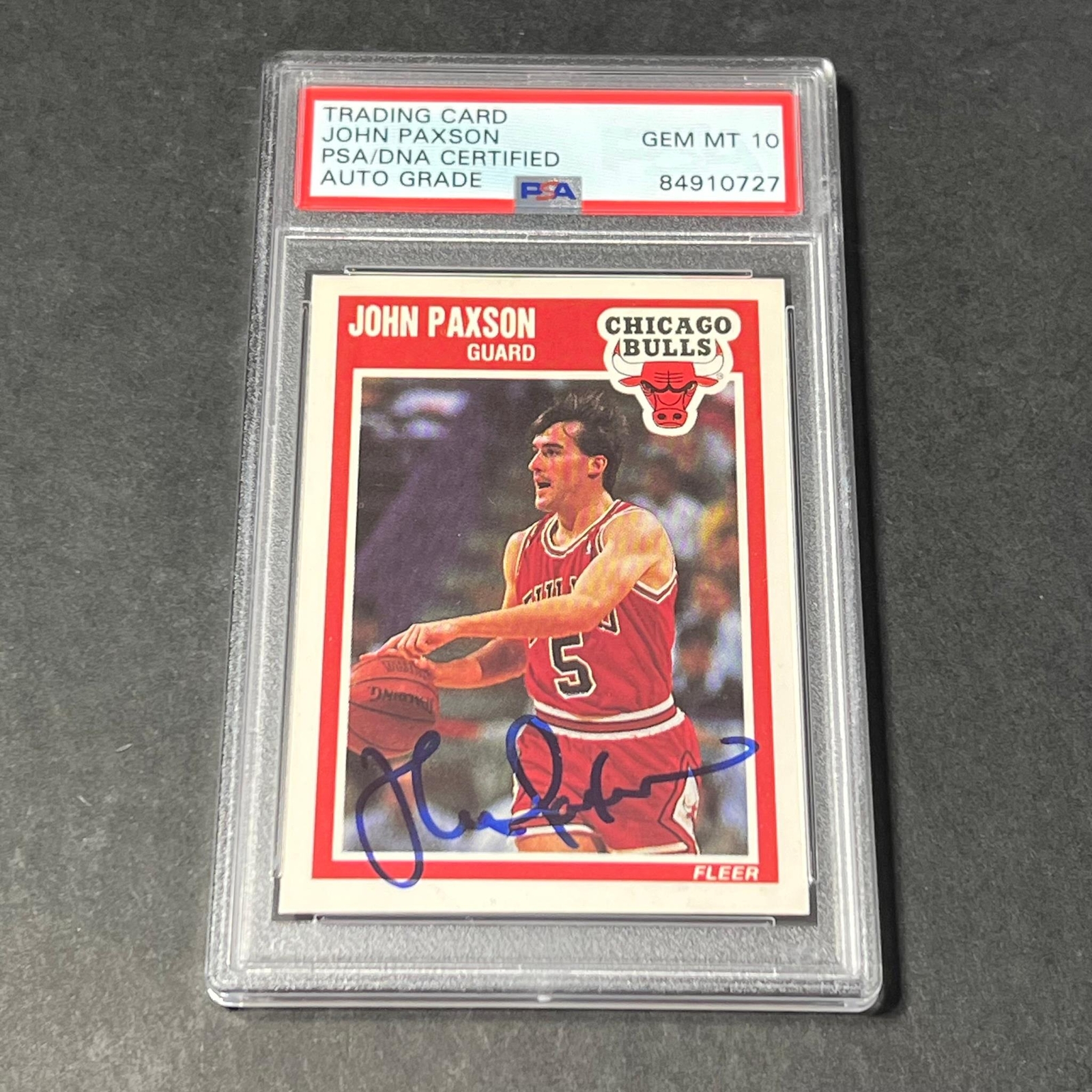 1989-90 Fleer #22 John Paxson Signed Card AUTO Grade 10 PSA Slabbed Bulls
