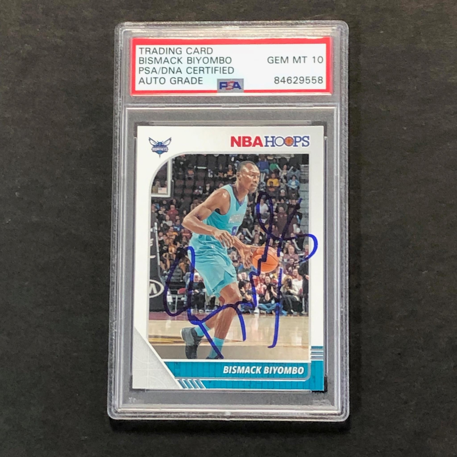 2019-20 Panini NBA Hoop #23 Bismack Biyombo Signed Card AUTO PSA Slabbed Hornets

