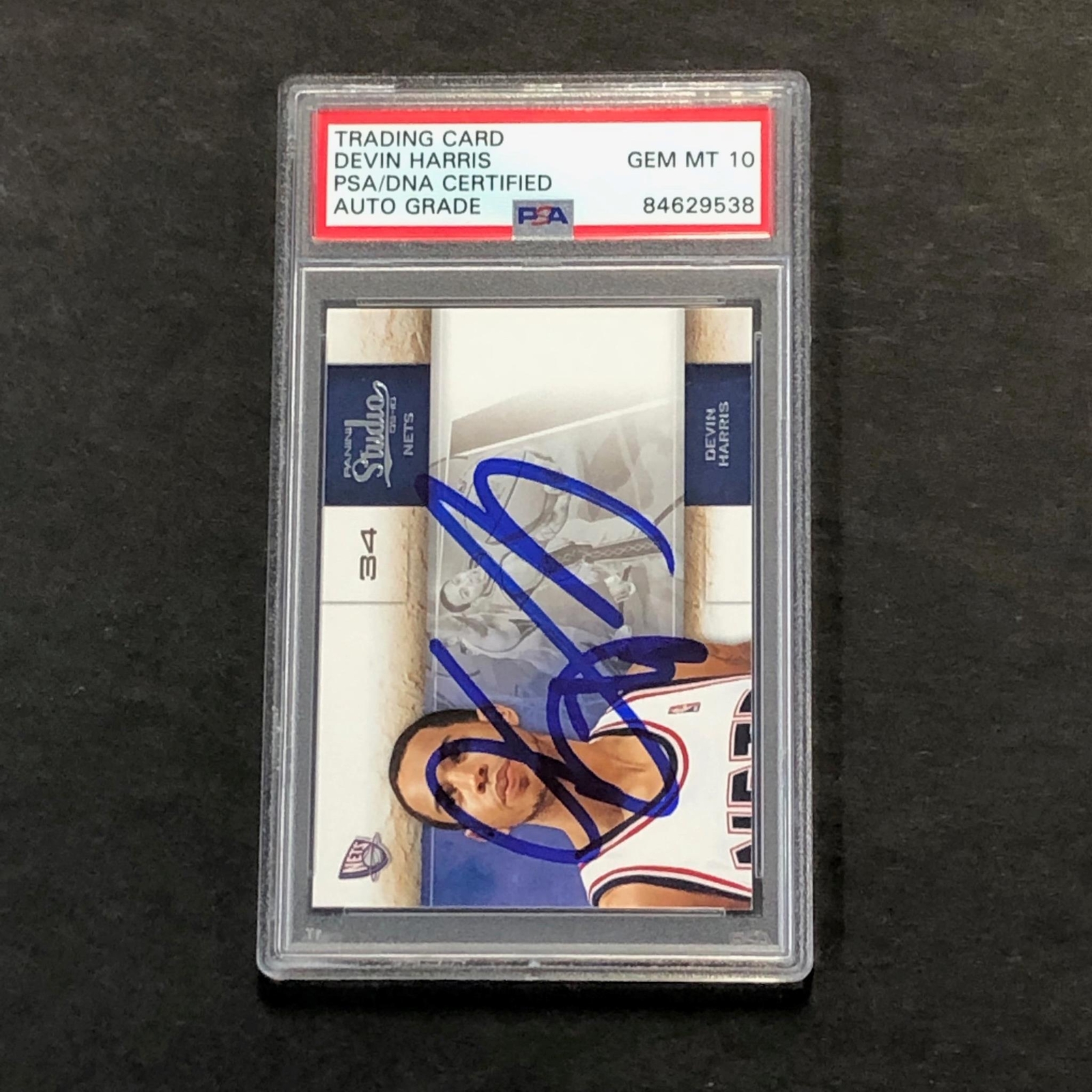 2009-10 Panini Studio #90 Devin Harris Signed Card AUTO 10 PSA Slabbed Nets
