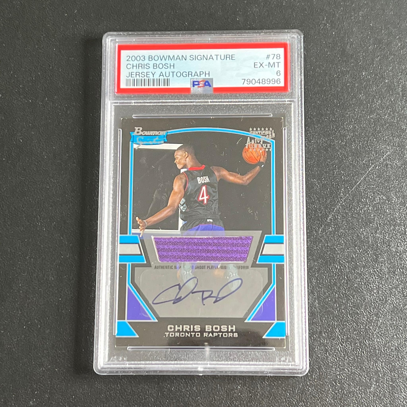 2003-04 Bowman Signature #78 Chris Bosh Signed Card PSA 6 Slabbed RC Raptors
