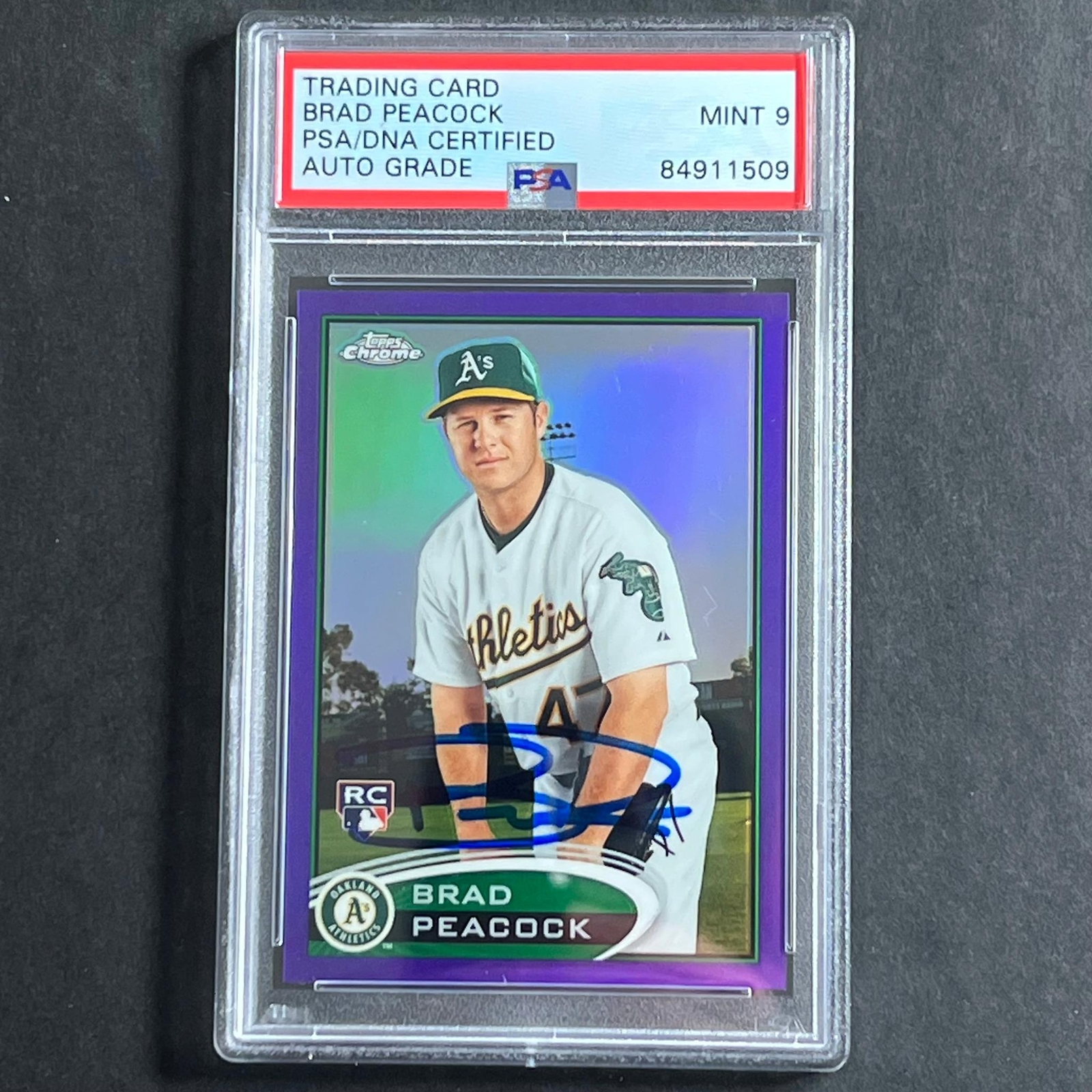 2012 Topps Baseball #163 Brad Peacock Signed Card PSA Slabbed Auto 10 Athletics
