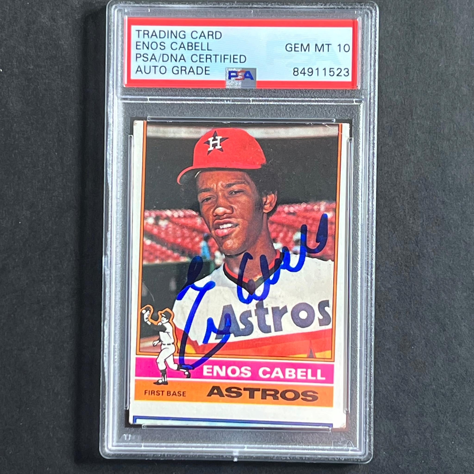 1976 TOPPS BASEBALL #404 ENOS CABELL SIGNED CARD PSA SLABBED AUTO 10 ASTROS COLLECTIBLE MEMORABILIA