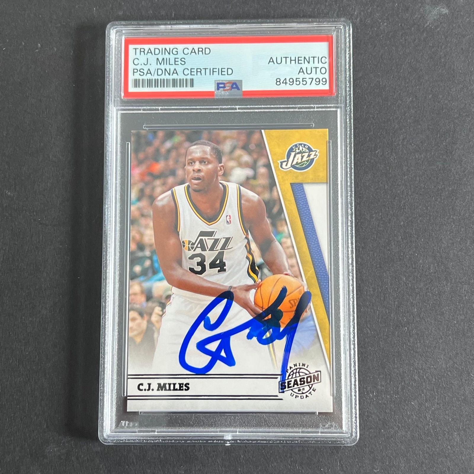 2010-11 Panini #157 C.J. Miles Signed Card PSA Slabbed Jazz
