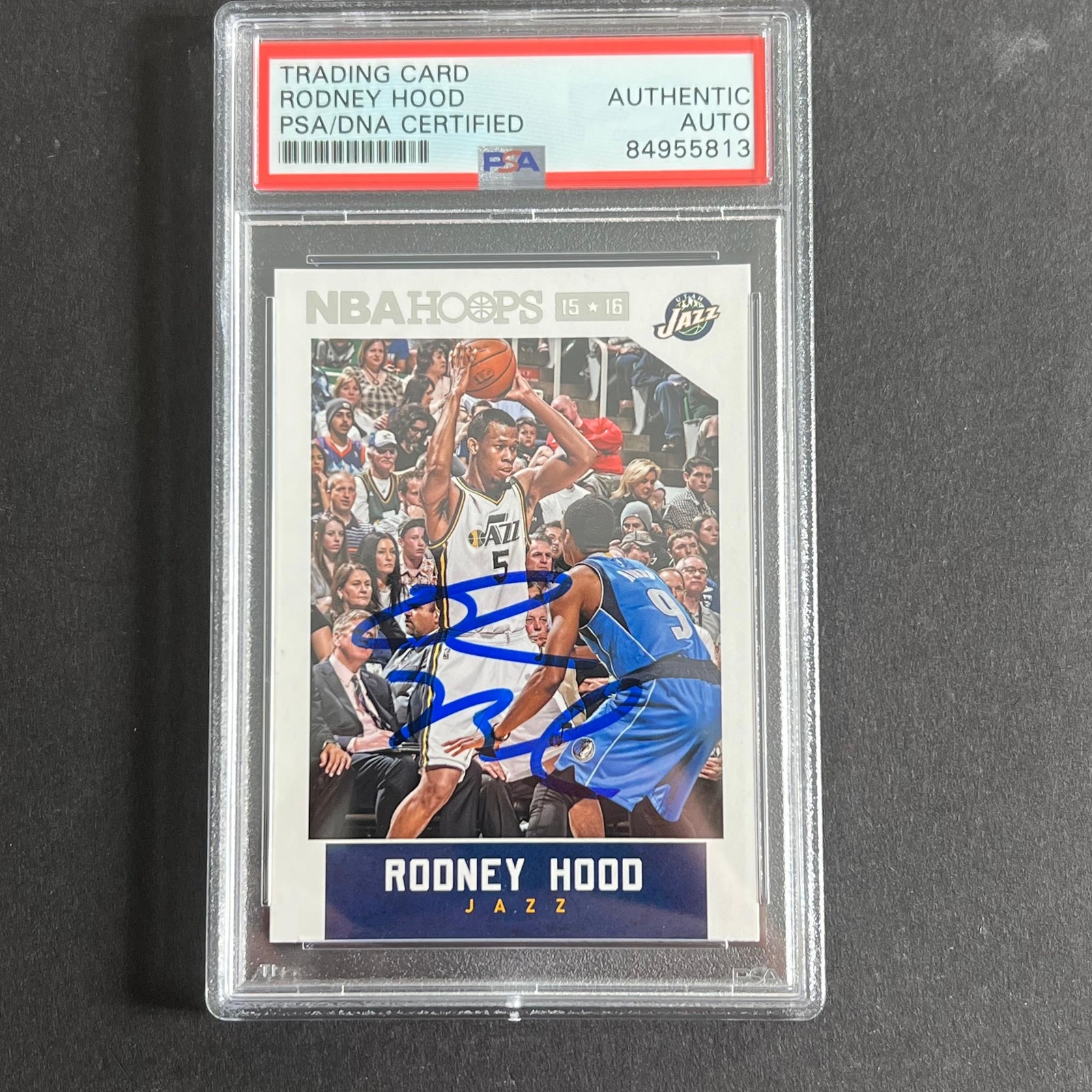 2015-16 NBA Hoops #98 Rodney Hood Signed Card PSA Slabbed Jazz
