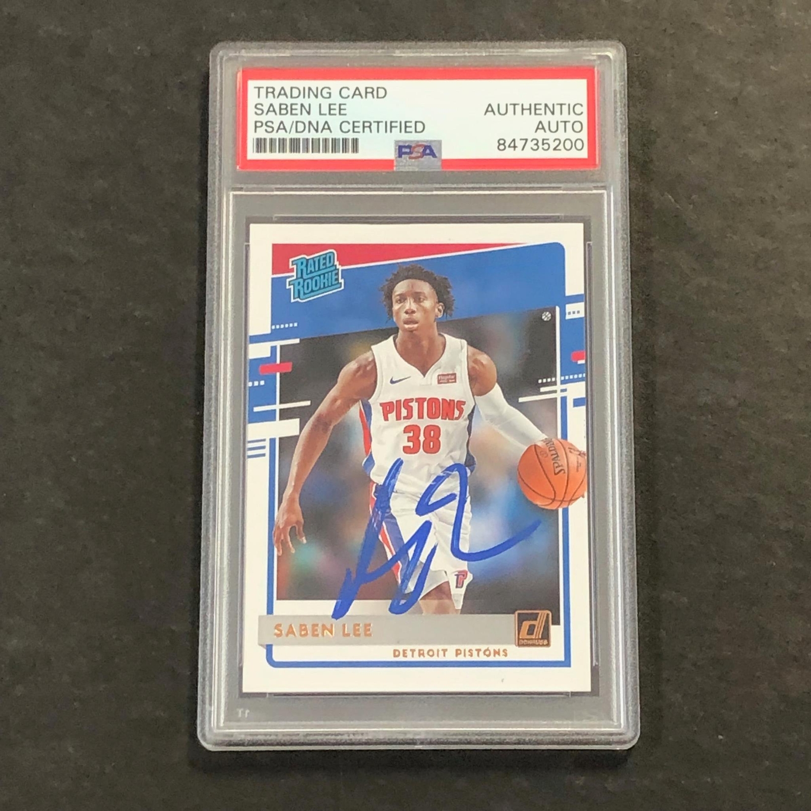 2020-21 Donruss Rated Rookie #221 Saben Lee Signed Card AUTO PSA Slabbed Pistons
