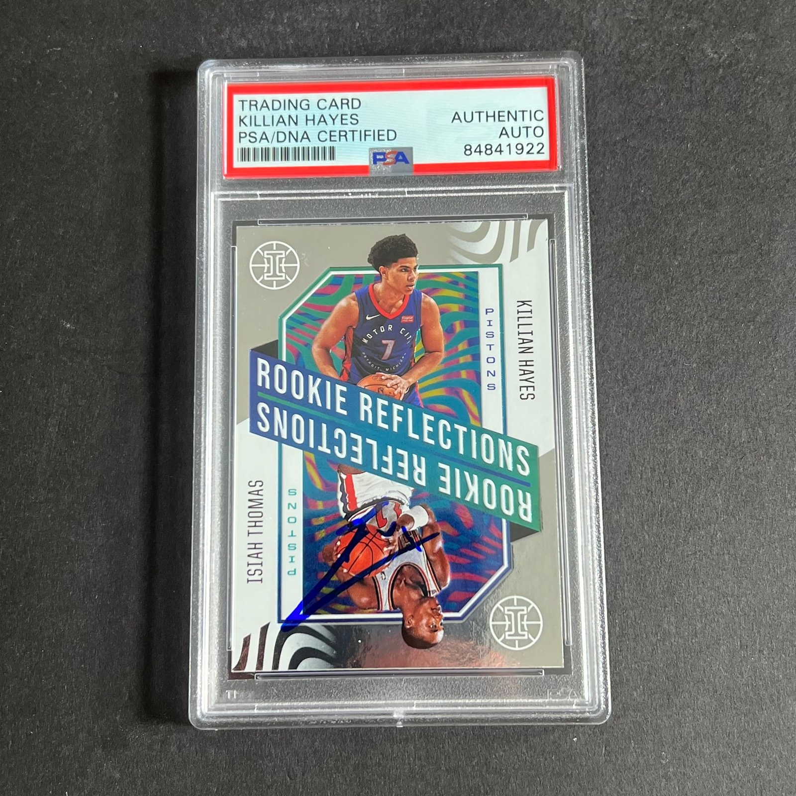 2020-21 Panini Illusions #25 Killian Hayes/Isiah Thomas Signed Card AUTO PSA Sla
