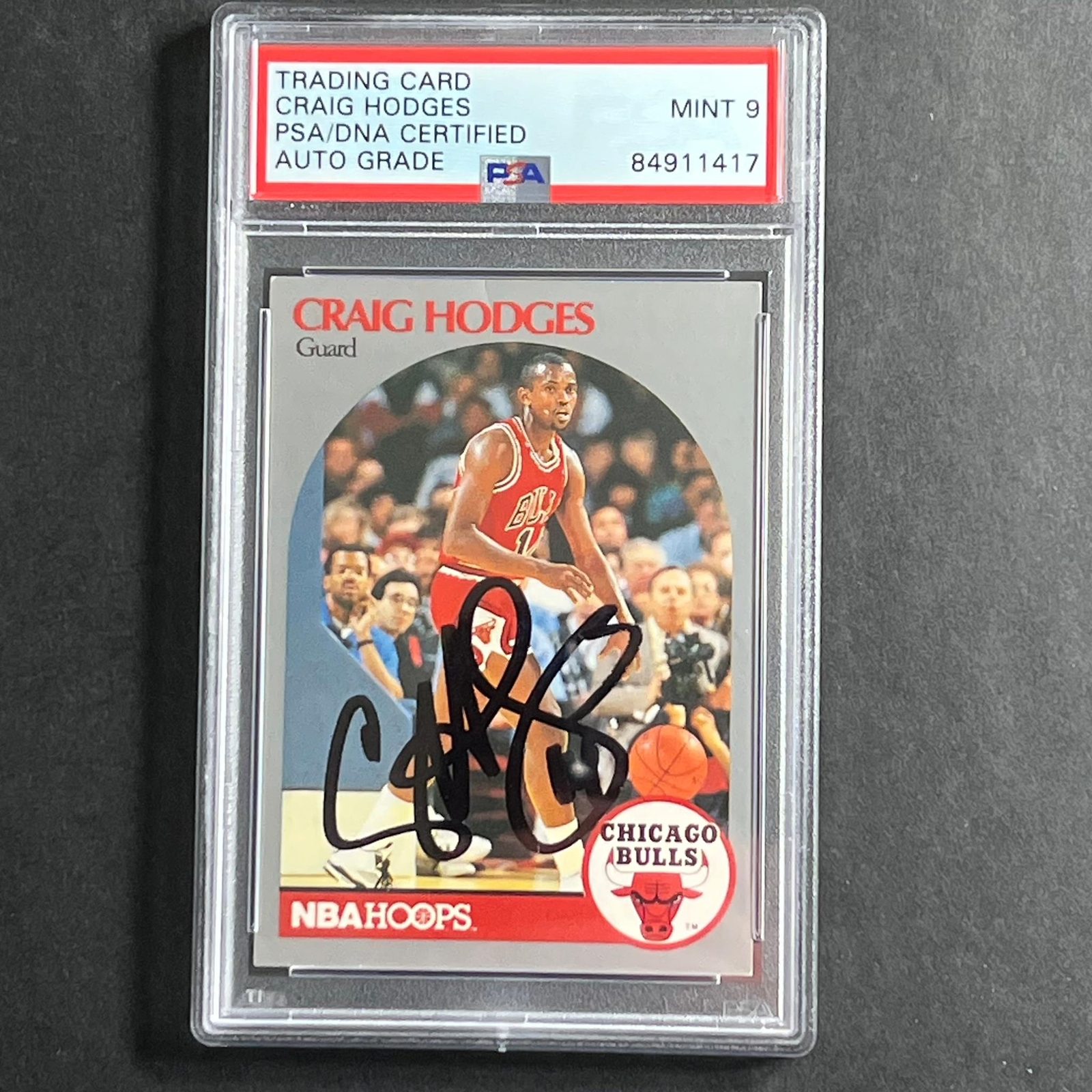 1990 NBA Hoops #64 Craig Hodges Signed Card AUTO 9 PSA Slabbed Bulls
