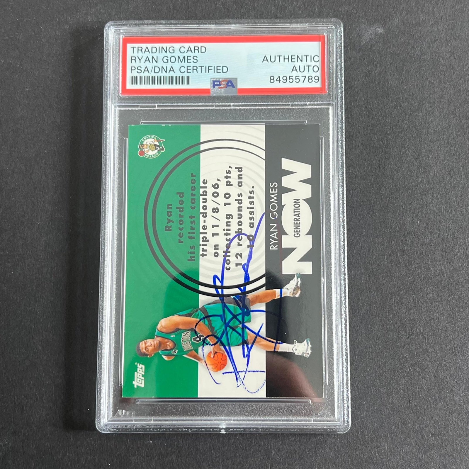2007-08 Topps #GN21 Ryan Gomes Signed Card AUTO PSA Slabbed Celtics
