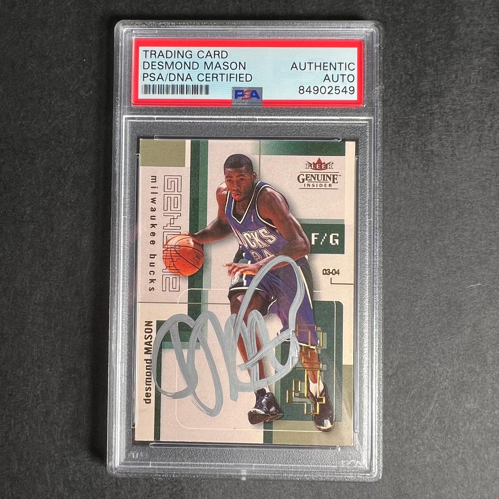 2003-04 Fleer Insider #24 Desmond Mason Signed Card Auto PSA/DNA Slabbed Bucks
