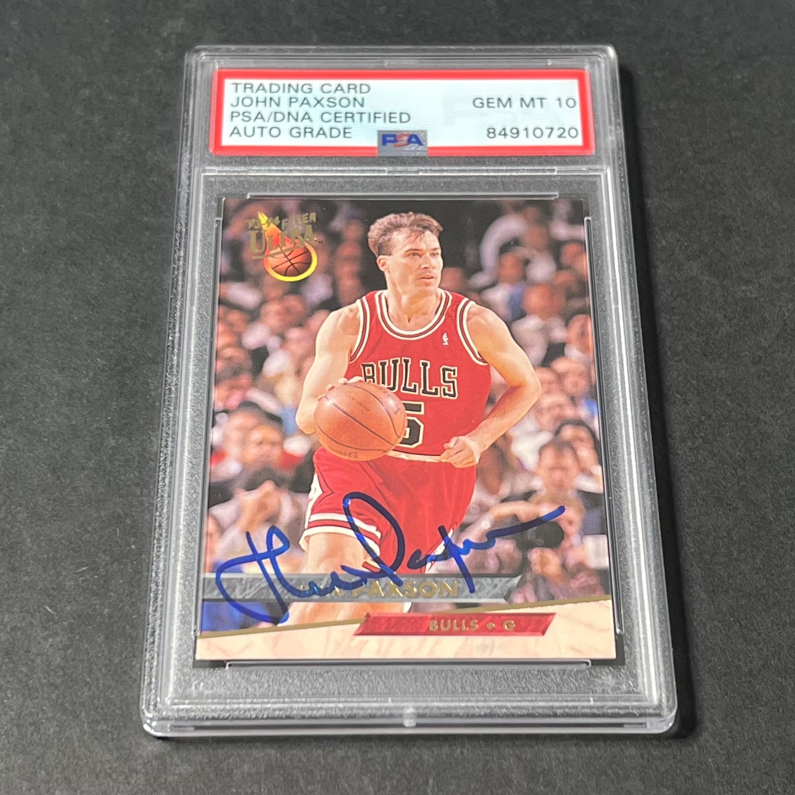 1993-94 Fleer Ultra #32 John Paxson Signed Card AUTO Grade 10 PSA Slabbed Bulls
