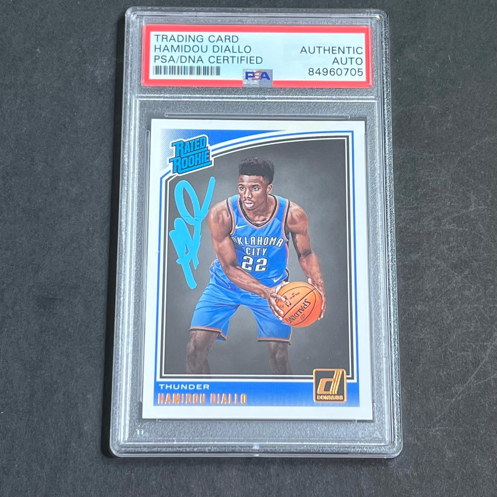 2018-19 Panini Donruss #171 Hamidou Diallo Signed Card AUTO PSA Slabbed RC Thund
