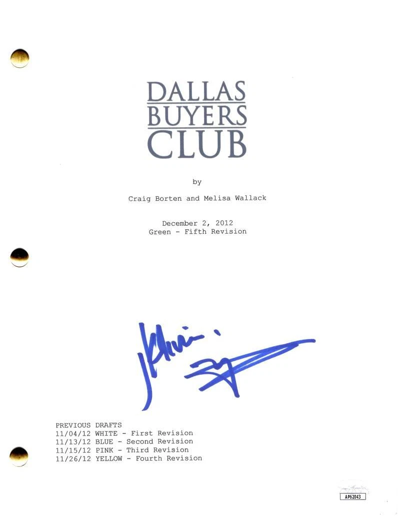 Matthew McConaughey Signed Autograph Dallas Buyers Club Movie Script w/ JSA COA
