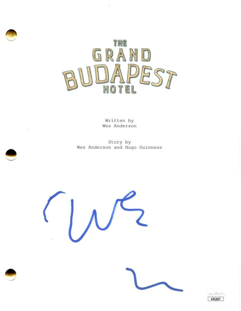 Wes Anderson Signed Autograph The Grand Budapest Hotel Full Movie Script JSA COA
